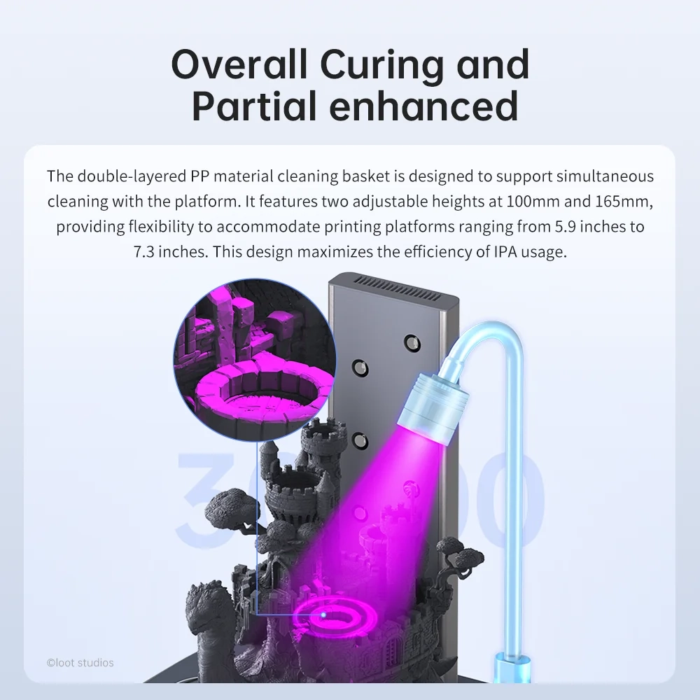 ANYCUBIC Wash & Cure 3 für Photon Mono 4 LCD SLA 3D-Druckermodelle UV-Rotationshärtung Harzreinigungsmaschine 2 in 1