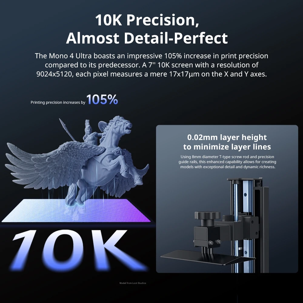 ANYCUBIC Photon Mono 4 Ultra LCD 3D-Drucker 7" 10K Hochpräzises UV-Harz 3D-Druck 2,2L Bauvolumen Größe 236mm*231mm*430mm
