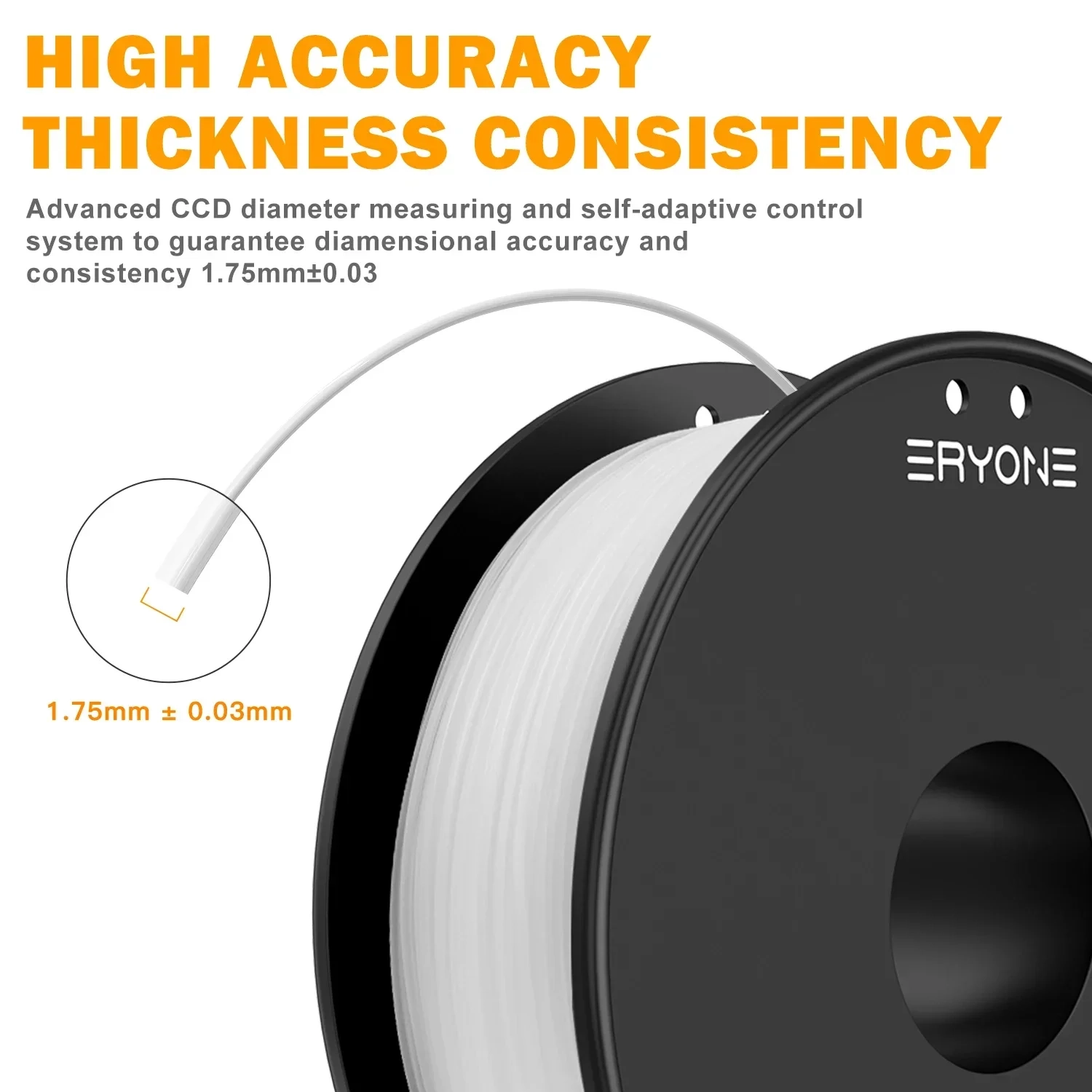 ERYONE 10KG Nylon PA6 3D Druck Filament 1,75mm/Rolle Hohe Qualität Keine Verwicklung Perfekte Spulen für FDM 3D Drucker