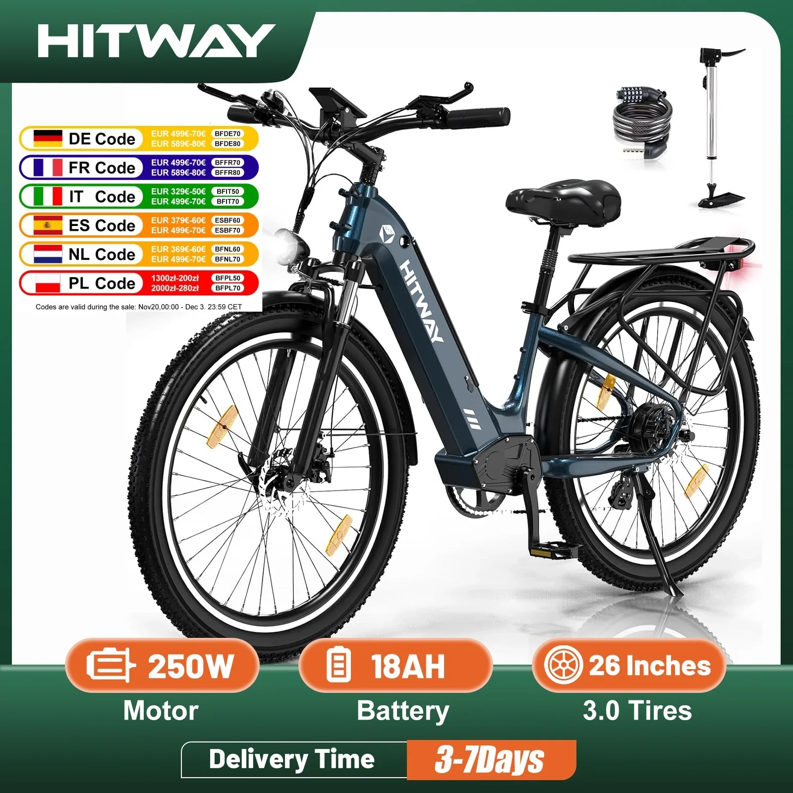 Hitway 26x3,0 stadt elektrisches fahrrad penelec w city cruister e boot 48v 18ah austauschbare batterie 55-80km 7 geschwindigkeit schalter e ke