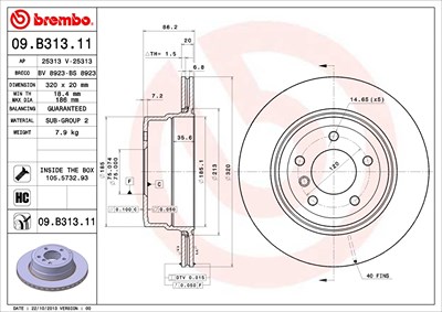 BREMBO Bremsscheibe 09.B313.11 Bremsscheiben,Scheibenbremsen BMW,5 Limousine (E60),5 Touring (E61)