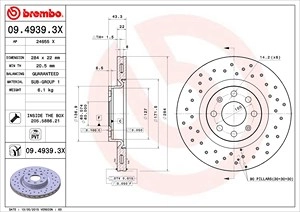 BREMBO Bremsscheibe 09.4939.3X Bremsscheiben,Scheibenbremsen OPEL,FIAT,VAUXHALL,Corsa D Schrägheck (S07),Corsa E Schrägheck (X15),Adam (M13)