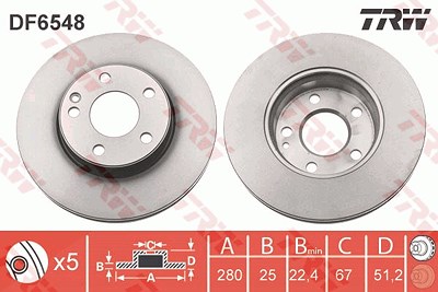 TRW Bremsscheibe DF6548 Bremsscheiben,Scheibenbremsen MERCEDES-BENZ,A-Klasse (W176),B-Klasse (W246, W242),CLA Coupe (C117)