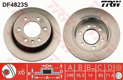 TRW Bremsscheibe DF4823S Bremsscheiben,Scheibenbremsen VW,MERCEDES-BENZ,CRAFTER 30-50 Kasten (2E_),CRAFTER 30-35 Bus (2E_)