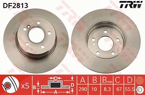 TRW Bremsscheibe DF2813 Bremsscheiben,Scheibenbremsen MERCEDES-BENZ,C-Klasse Limousine (W203),C-Klasse T-modell (S203),C-Klasse Limousine (W202)