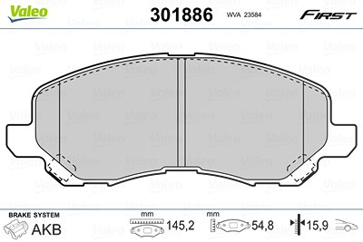 VALEO Bremsbelagsatz 301886 Bremsbeläge,Bremsklötze PEUGEOT,CITROËN,MITSUBISHI,4008 SUV,C4 AIRCROSS,ASX (GA_W_),Outlander II SUV (CW_W)