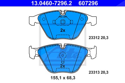 ATE Bremsbelagsatz 13.0460-7296.2 Bremsbeläge,Bremsklötze BMW,5 Limousine (E60),5 Touring (E61),6 Coupe (E63),6 Cabrio (E64)
