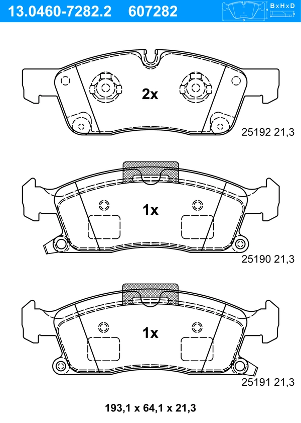 ATE Bremsbelagsatz 13.0460-7282.2 Bremsbeläge,Bremsklötze MERCEDES-BENZ,JEEP,M-Klasse (W166),GLE (W166),GLE Coupe (C292),GL (X166),GLS (X166)