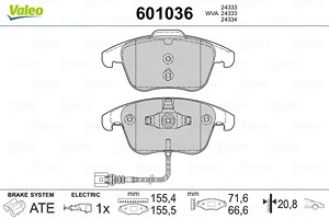 VALEO Bremsbelagsatz 601036 Bremsbeläge,Bremsklötze VW,AUDI,SEAT,TIGUAN (5N_),SHARAN (7N1, 7N2),TIGUAN (AD1),Q3 (8UB, 8UG),Alhambra (710, 711)