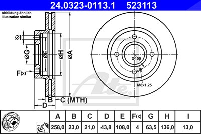 ATE Bremsscheibe 24.0323-0113.1 Bremsscheiben,Scheibenbremsen FORD,Fiesta Mk6 Schrägheck (JA8, JR8),Fiesta Mk6 Limousine,Fiesta Mk6 Kastenwagen