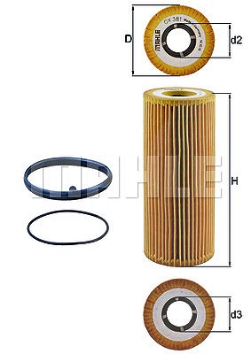 MAHLE ORIGINAL Ölfilter OX 381D Motorölfilter,Filter für Öl VW,AUDI,PORSCHE,Touareg (7P5, 7P6),A4 Avant (8K5, B8),A6 Avant (4F5, C6)