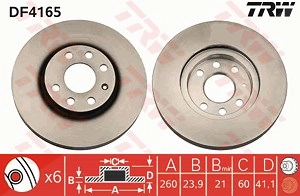 TRW Bremsscheibe DF4165 Bremsscheiben,Scheibenbremsen OPEL,VAUXHALL,Corsa C Schrägheck (X01),Meriva A (X03),Tigra TwinTop (X04),COMBO Kasten/Kombi