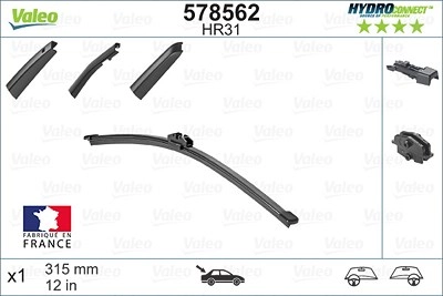 VALEO Scheibenwischer 578562 Wischblatt,Wischerblätter AUDI,MERCEDES-BENZ,BMW,Q5 (8RB),A1 Sportback (8XA, 8XF),Q2 (GAB),A-Klasse (W177),X3 (G01, F97)