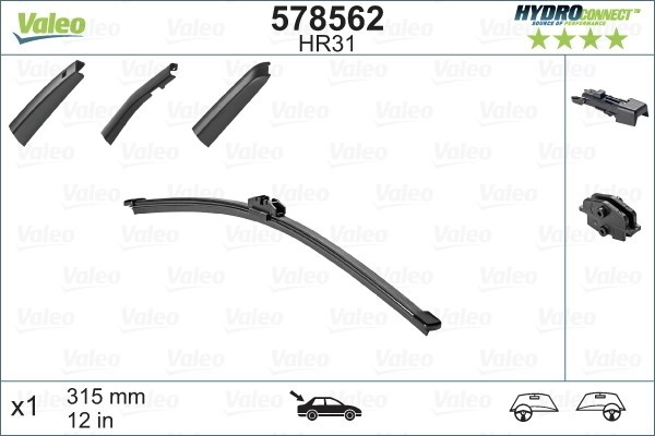 VALEO Scheibenwischer 578562 Wischblatt,Wischerblätter AUDI,MERCEDES-BENZ,BMW,Q5 (8RB),A1 Sportback (8XA, 8XF),Q2 (GAB),A-Klasse (W177),X3 (G01, F97)