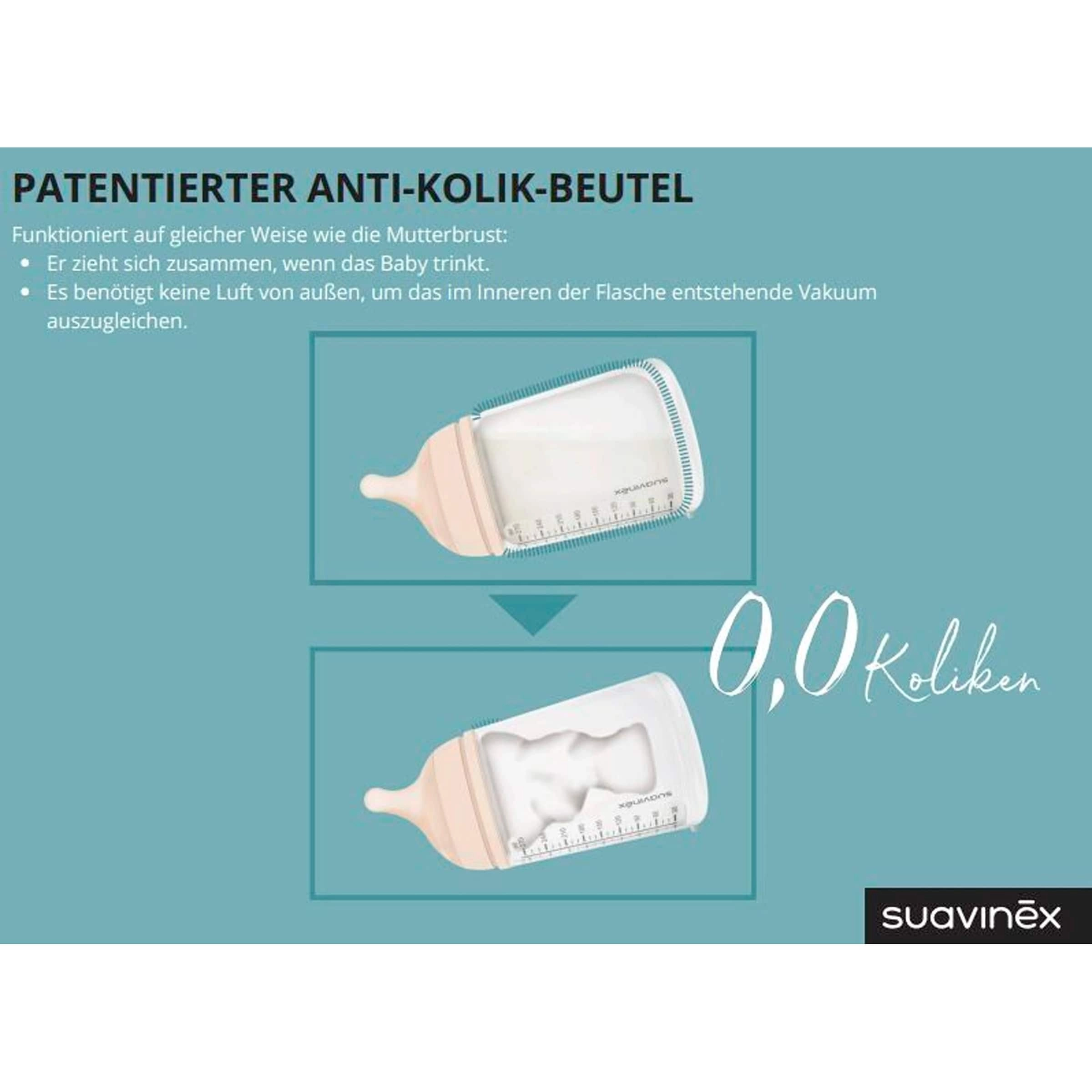 Suavinex Babyflasche Zero.Zero, Anti-Kolik, 180 ml, ab 0M