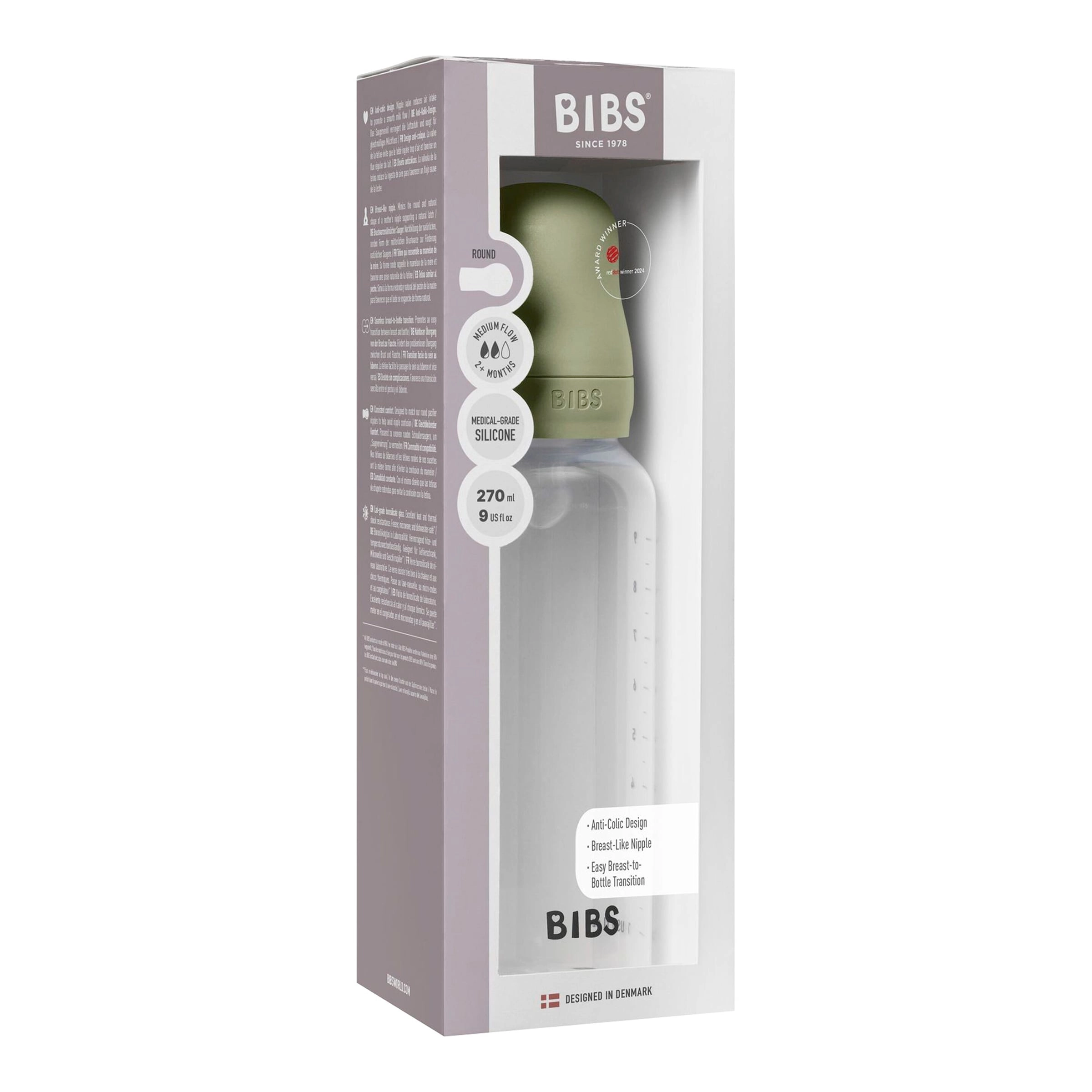Bibs Babyflasche aus Kunststoff, 270 ml, ab 2M