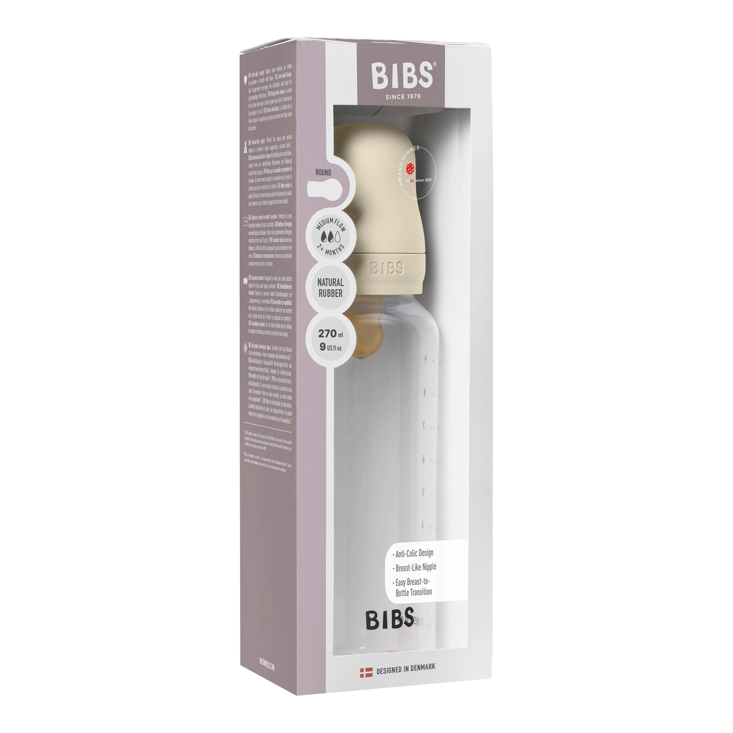 Bibs Babyflasche aus Kunststoff, 270 ml, ab 2M
