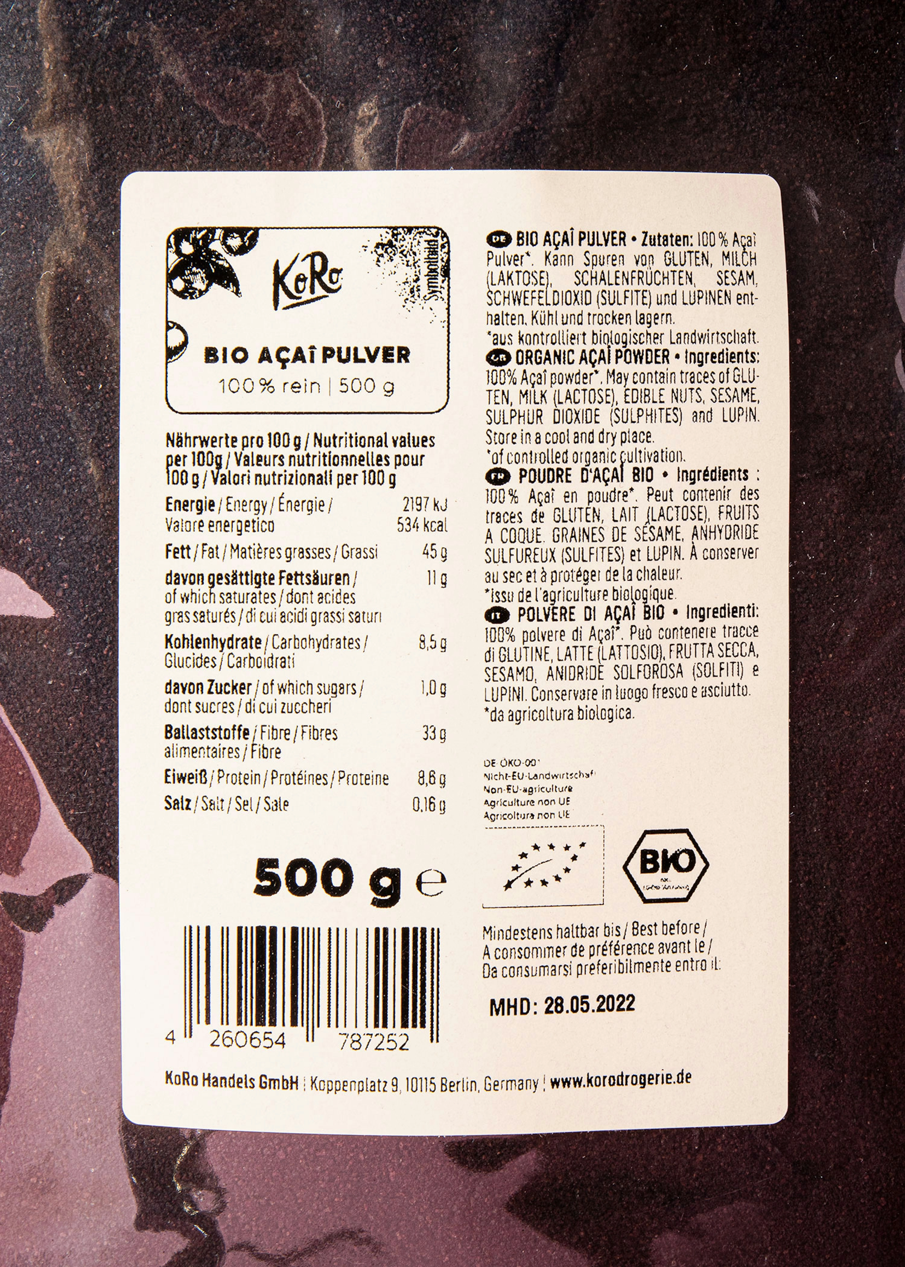 Bio Açai Pulver 500 g