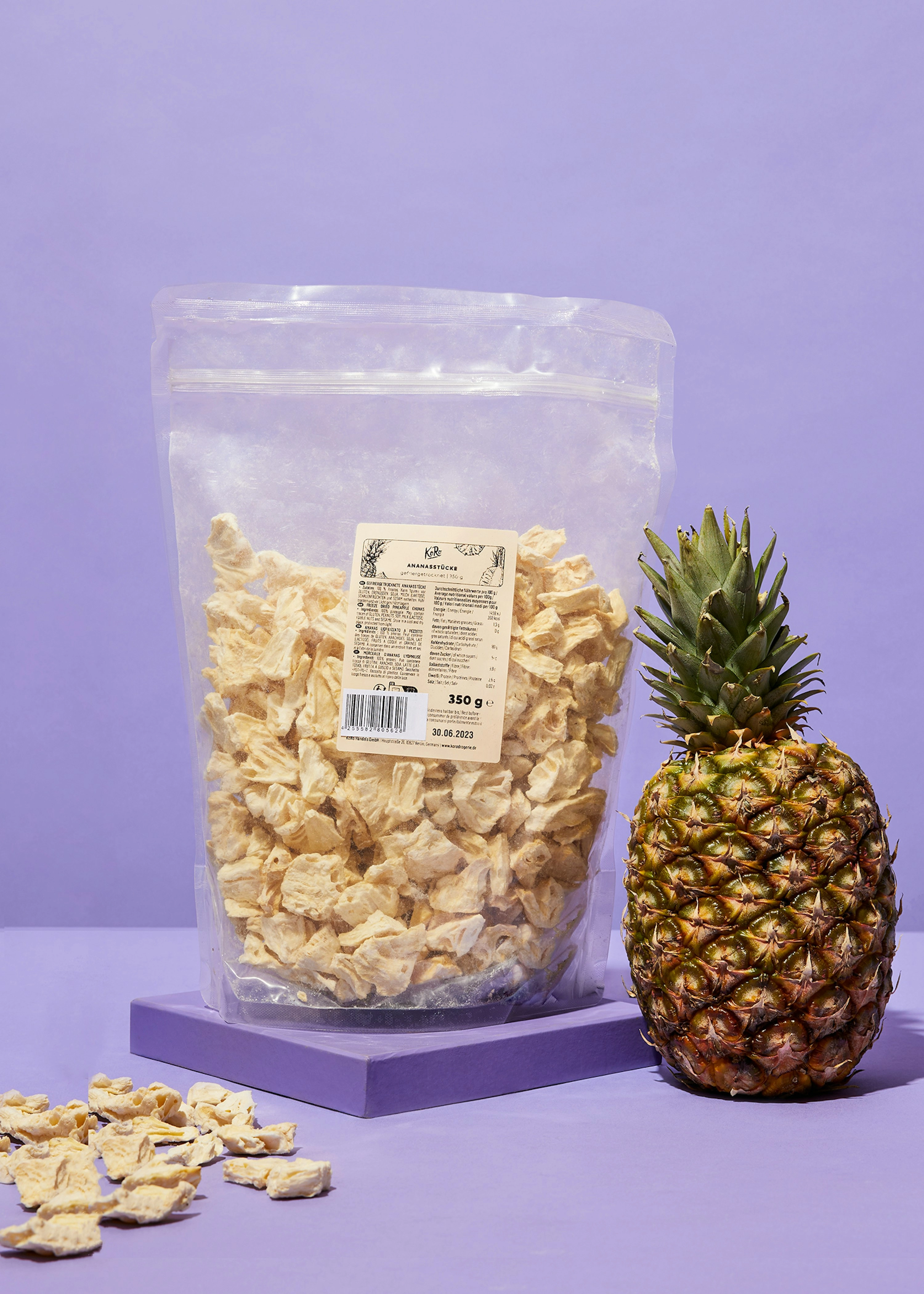 Gefriergetrocknete Ananasstücke 350 g