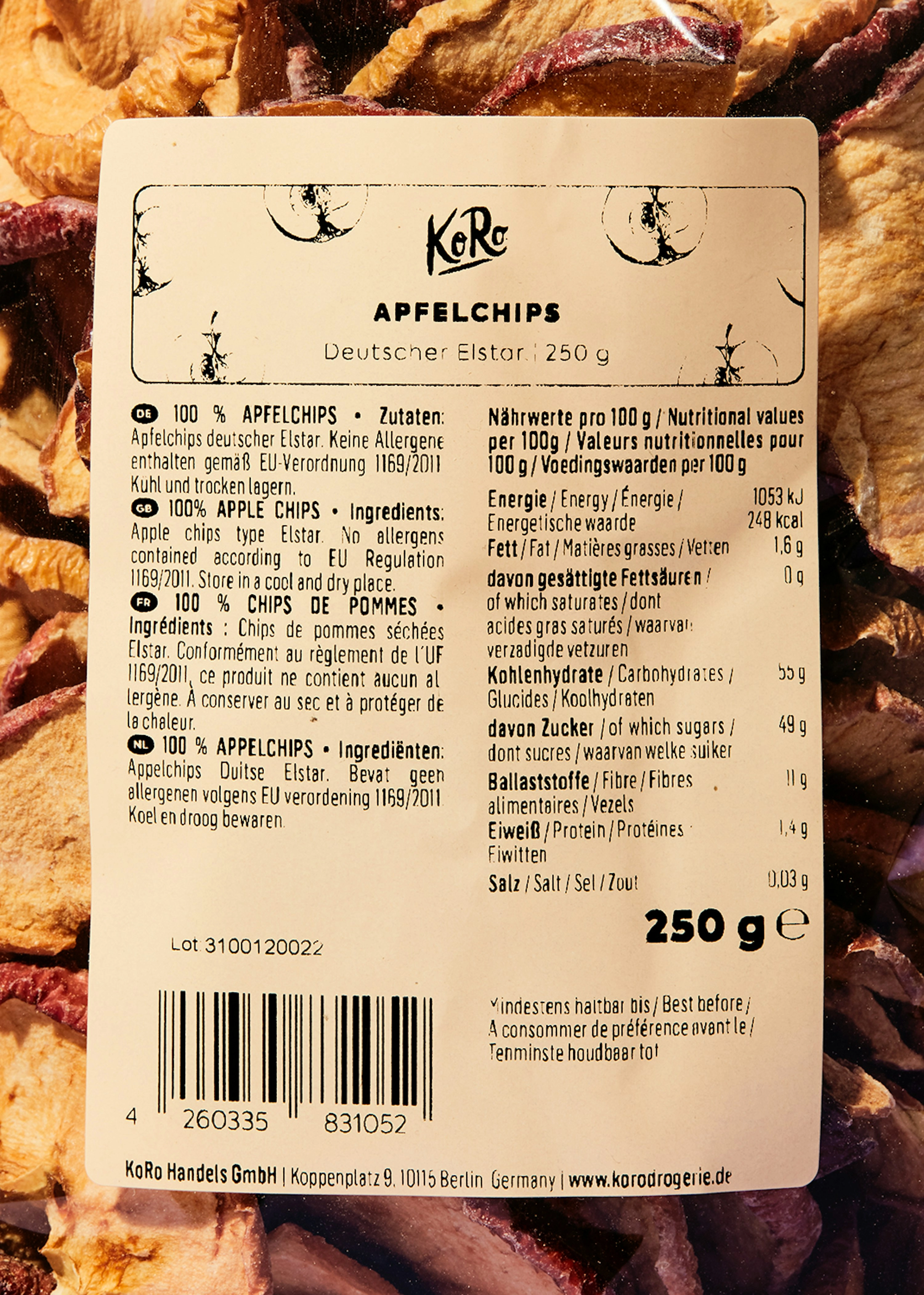 Apfelchips Deutscher Elstar 250 g