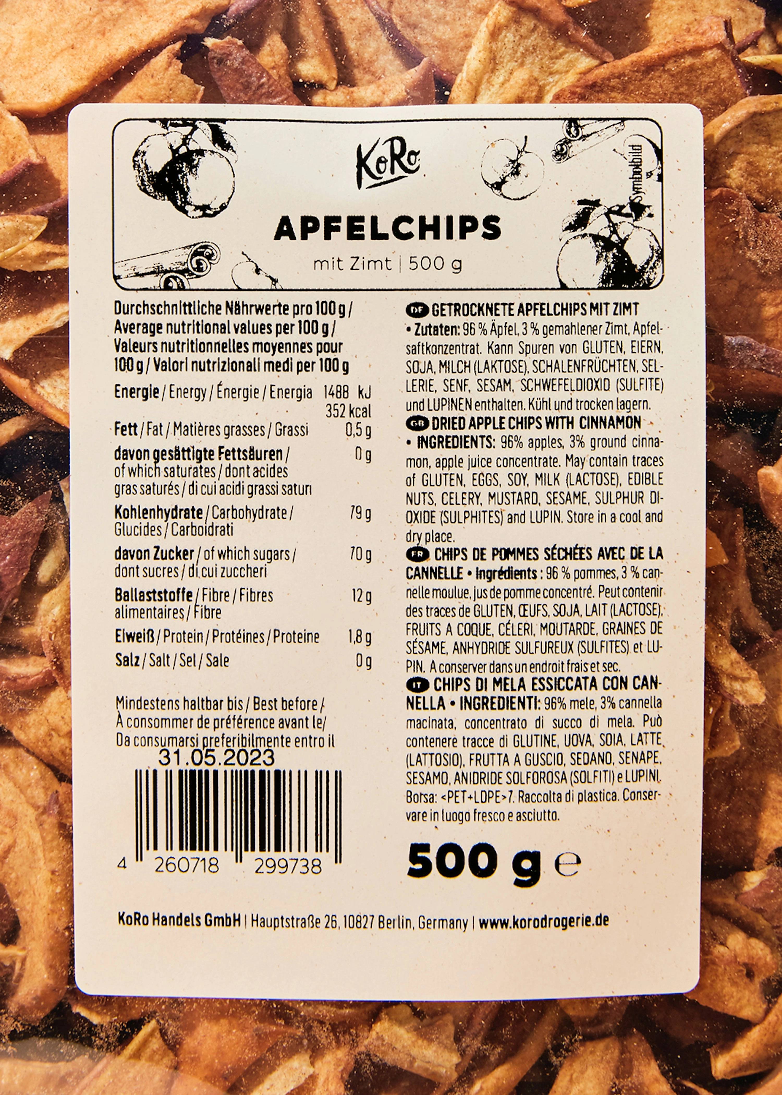 Apfelchips mit Zimt 500 g