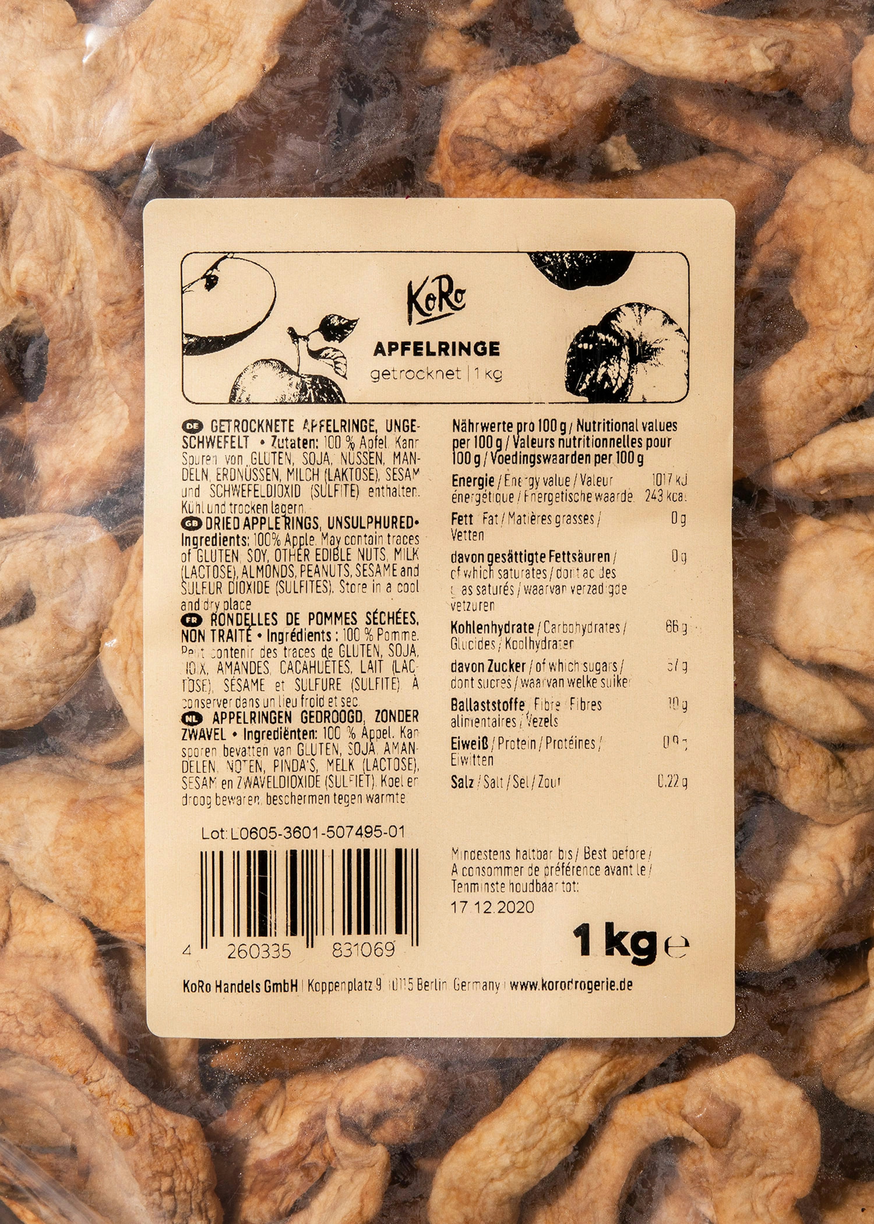Getrocknete Apfelringe 1 kg