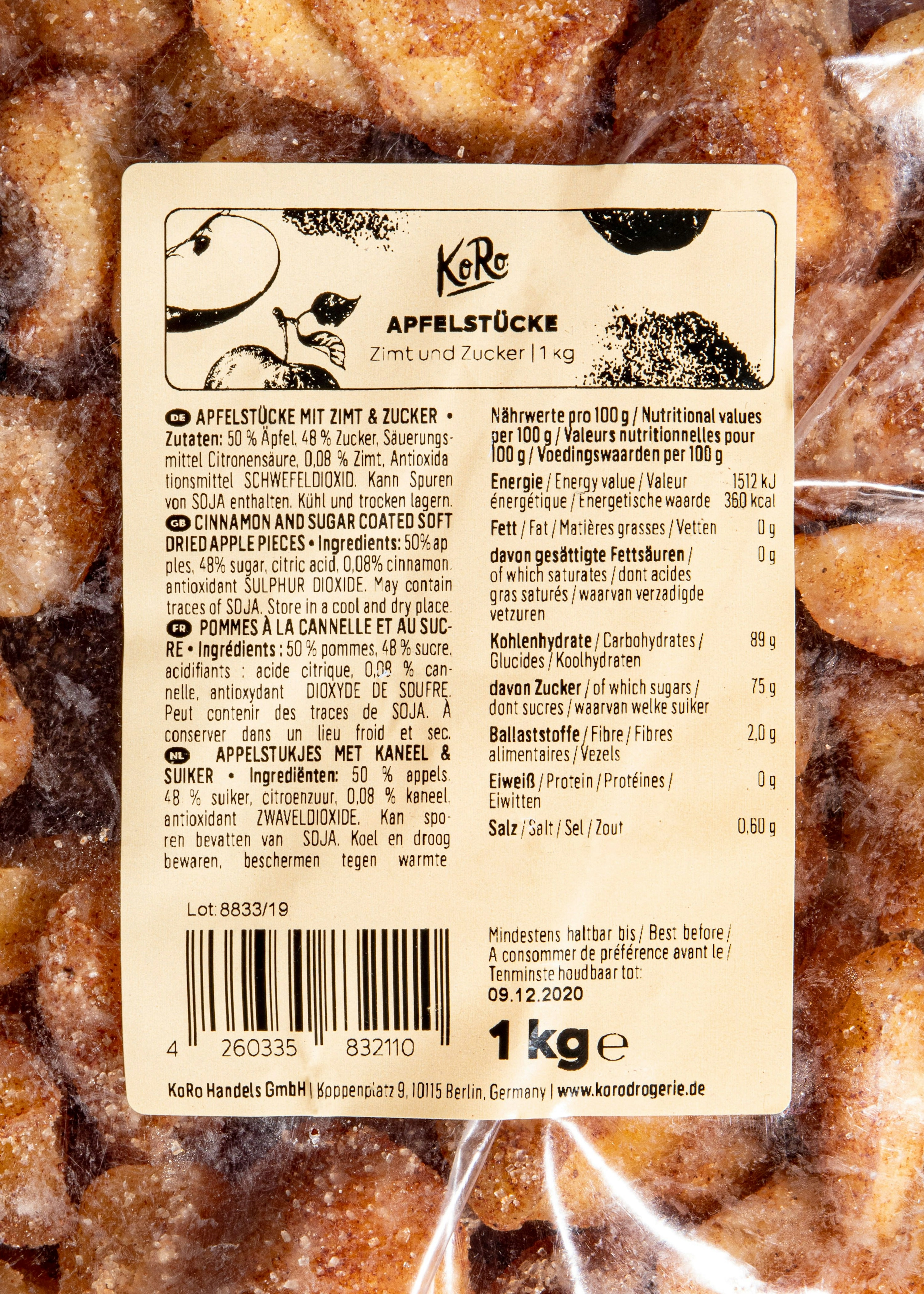 Apfelstücke mit Zimt und Zucker 1 kg