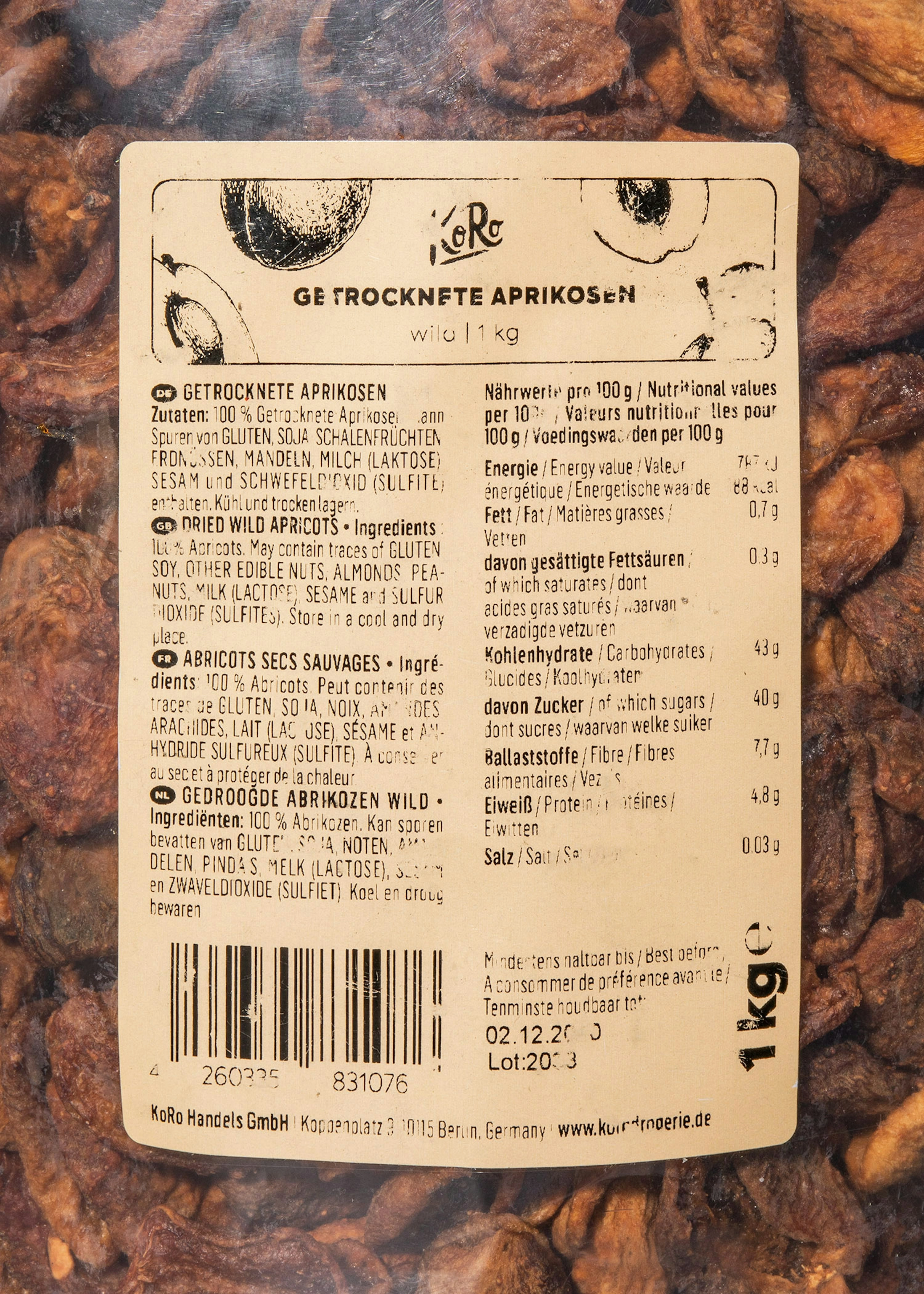 Getrocknete wilde Aprikosen 1 kg