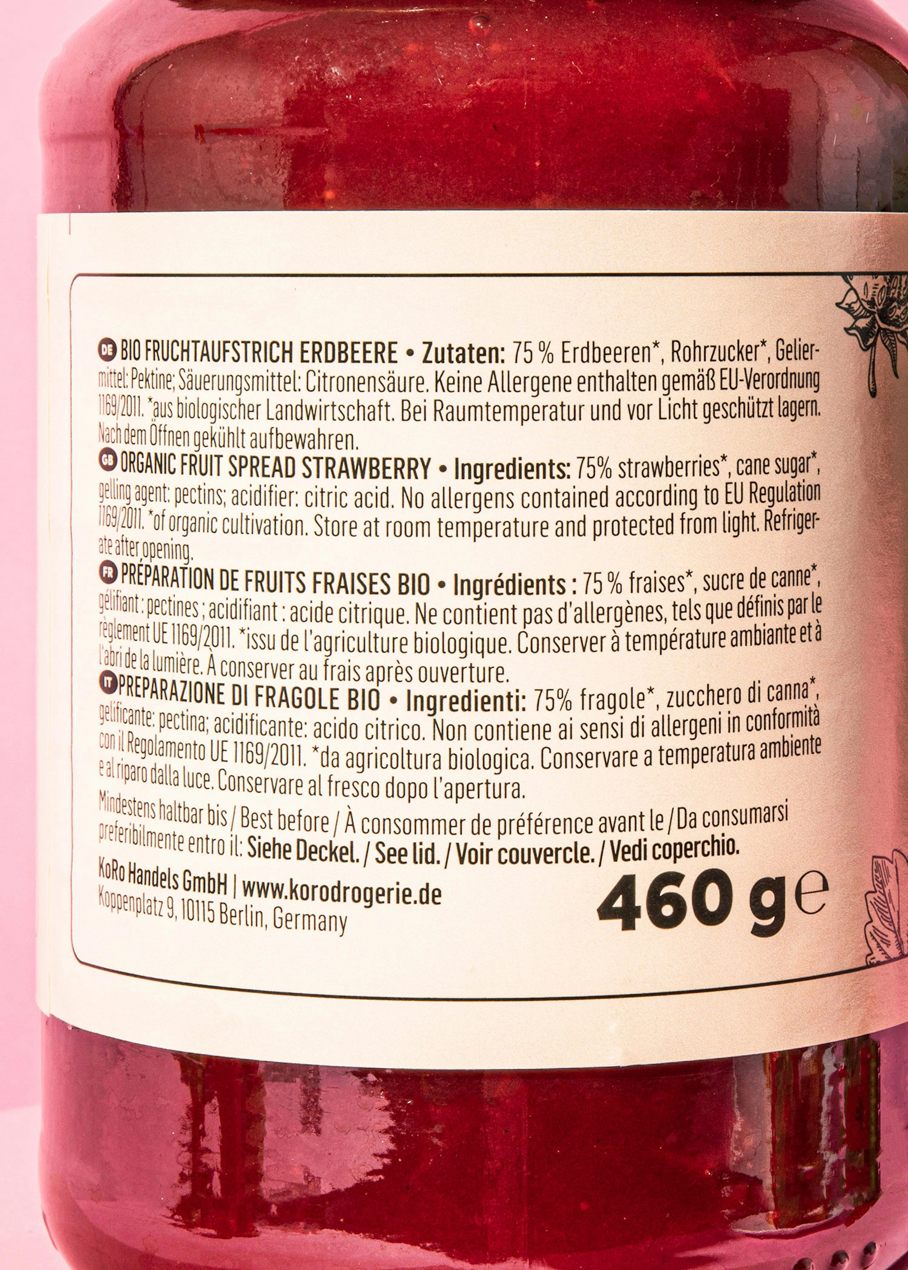 Bio Fruchtaufstrich Erdbeere 12 x 460 g