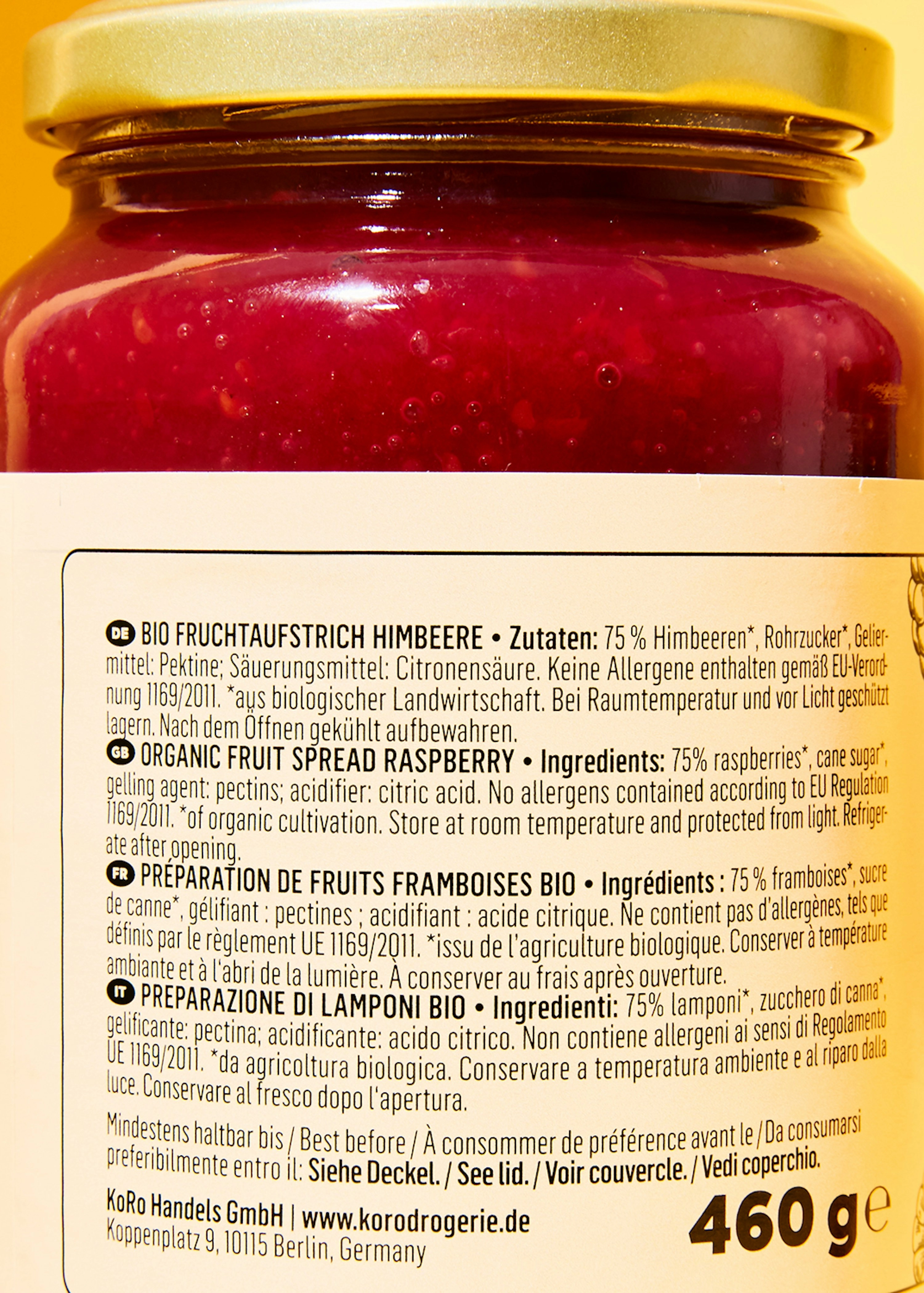 Bio Fruchtaufstrich Himbeere 12 x 460 g