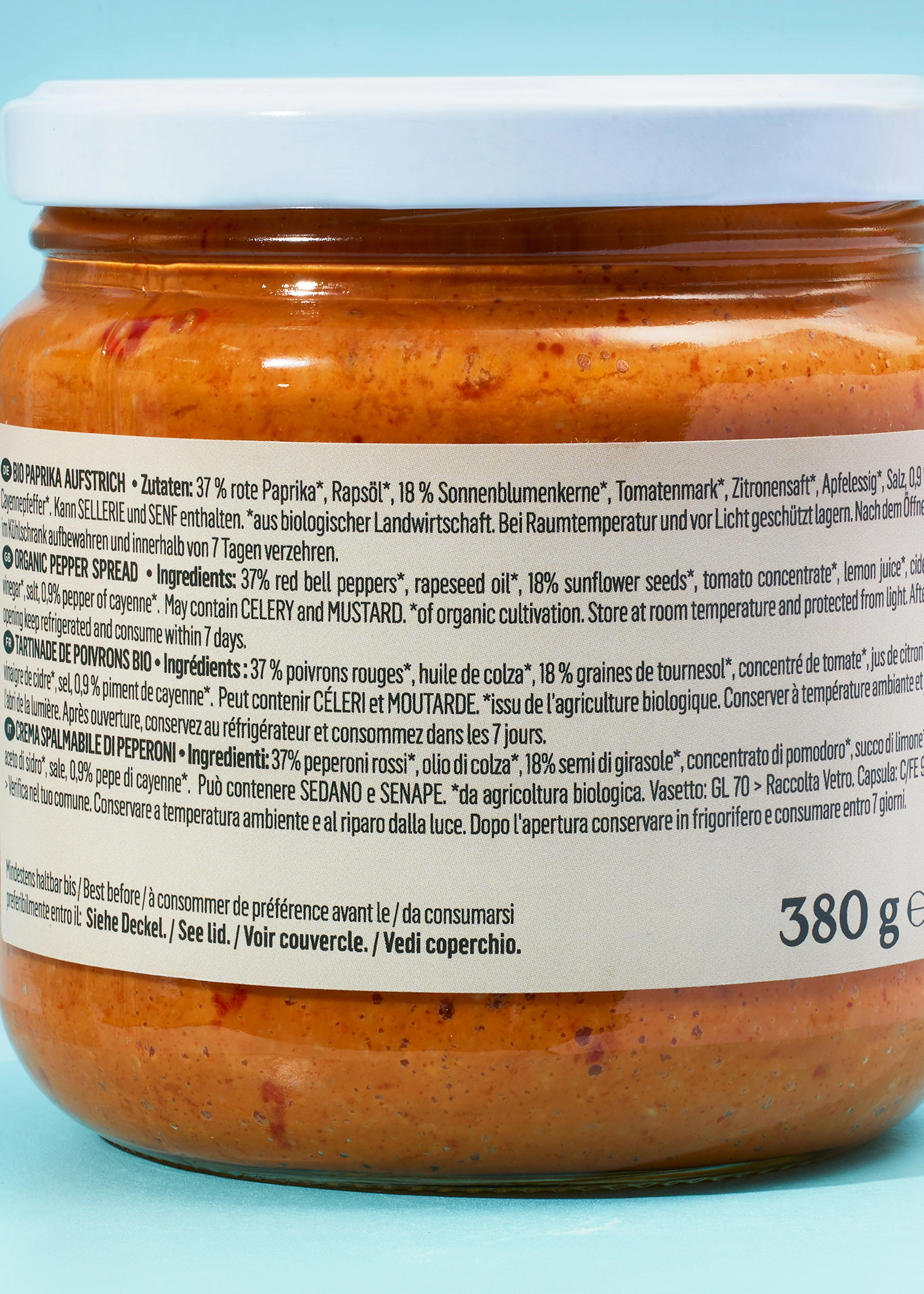 Pikanter Bio Paprika Aufstrich 12 x 380 g