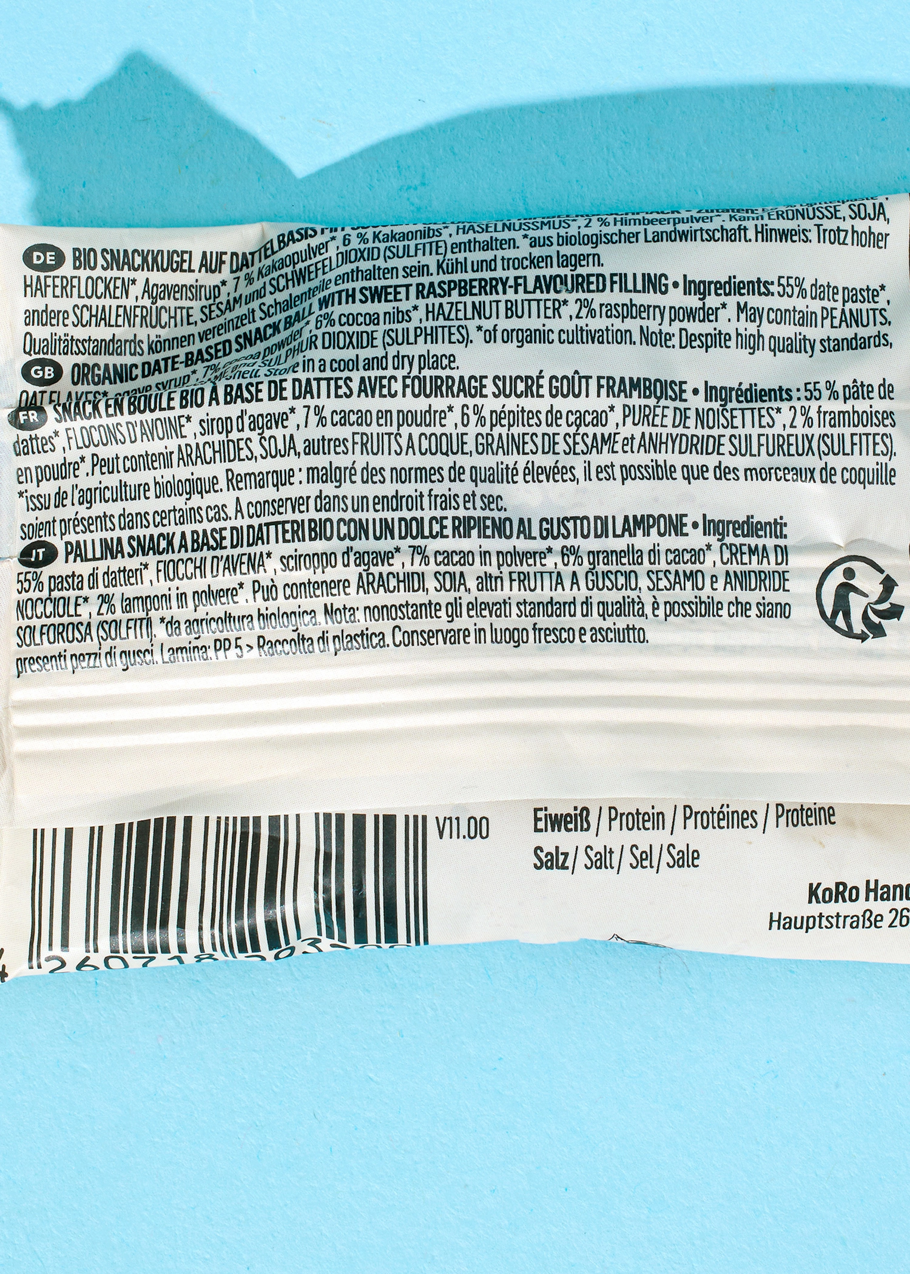 Bio Energy Ball Kakao und Himbeerfüllung 14 x 30 g