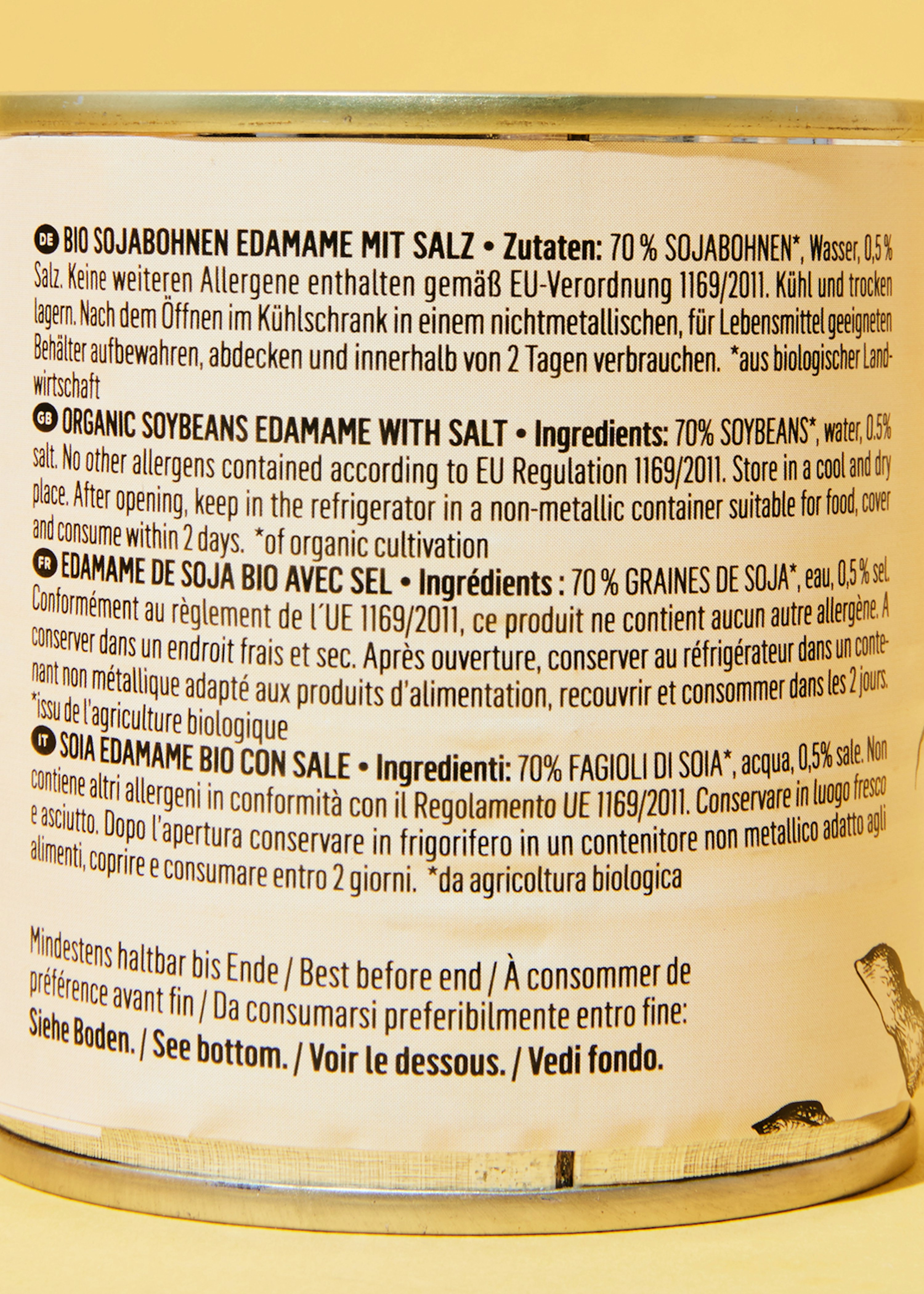 Grüne Bio Edamame in der Dose 12 x 130 g