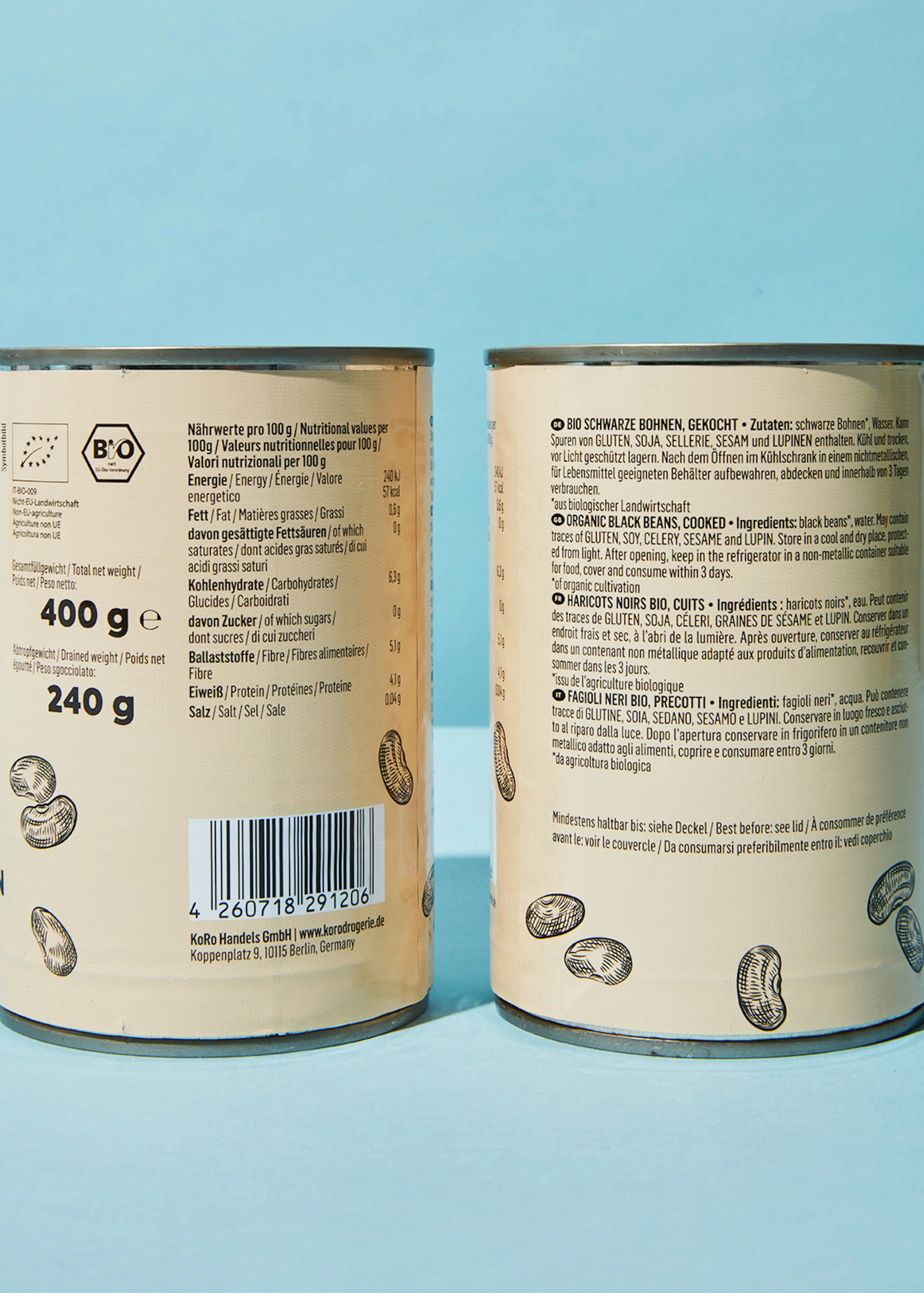 Schwarze Bio Bohnen in der Dose 240 g