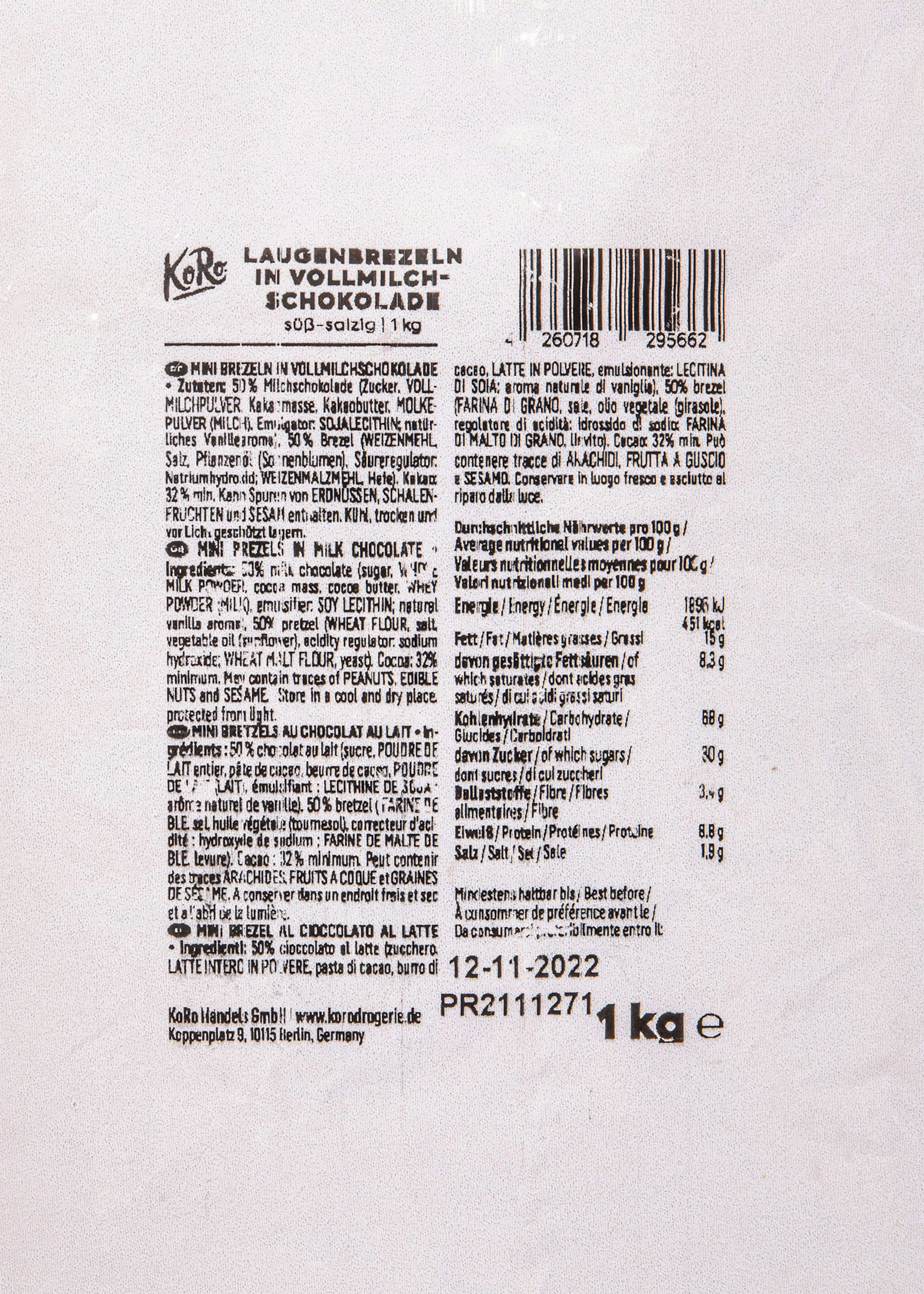 Laugenbrezeln in Vollmilchschokolade 1 kg