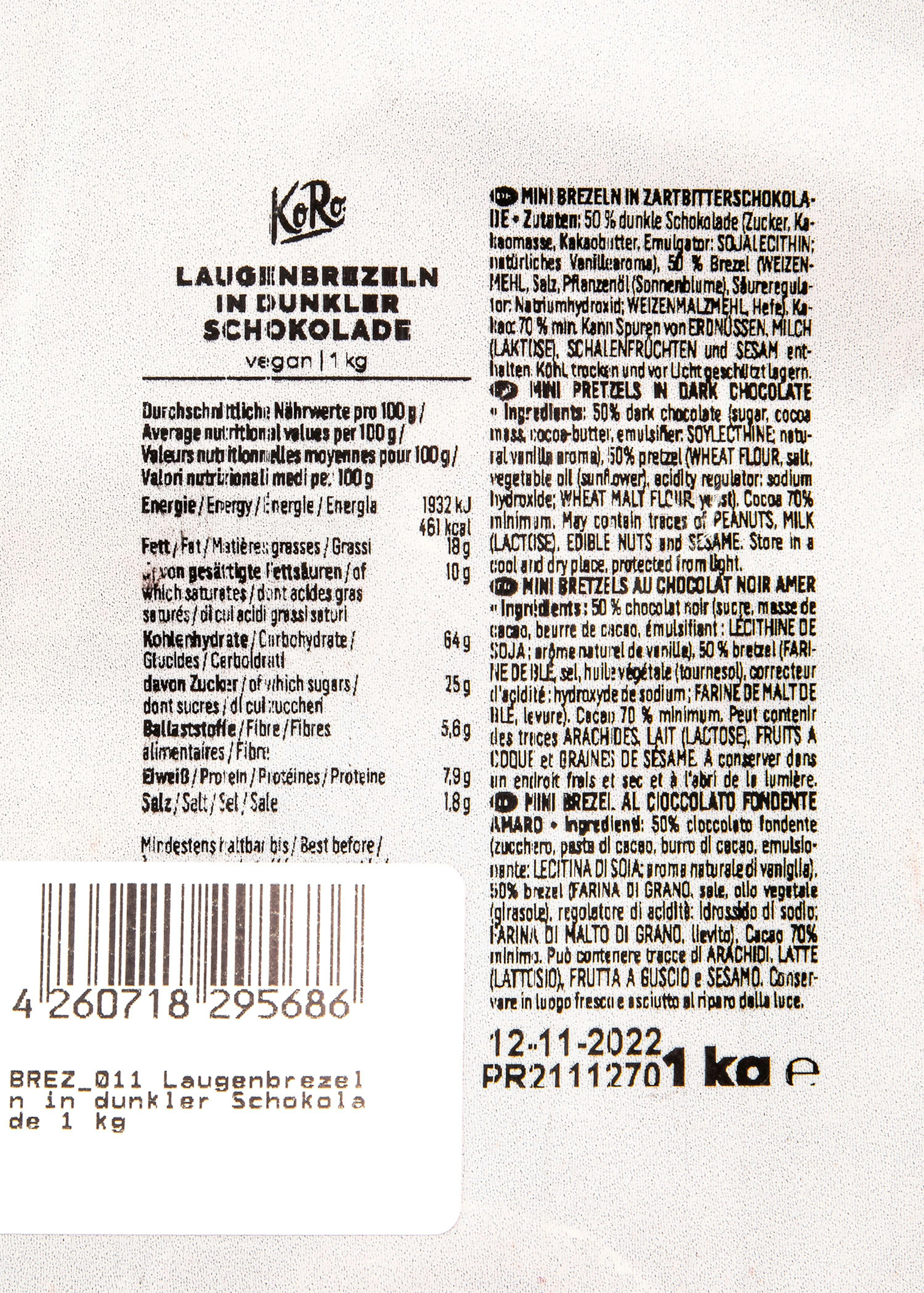 Laugenbrezeln in dunkler Schokolade 1 kg