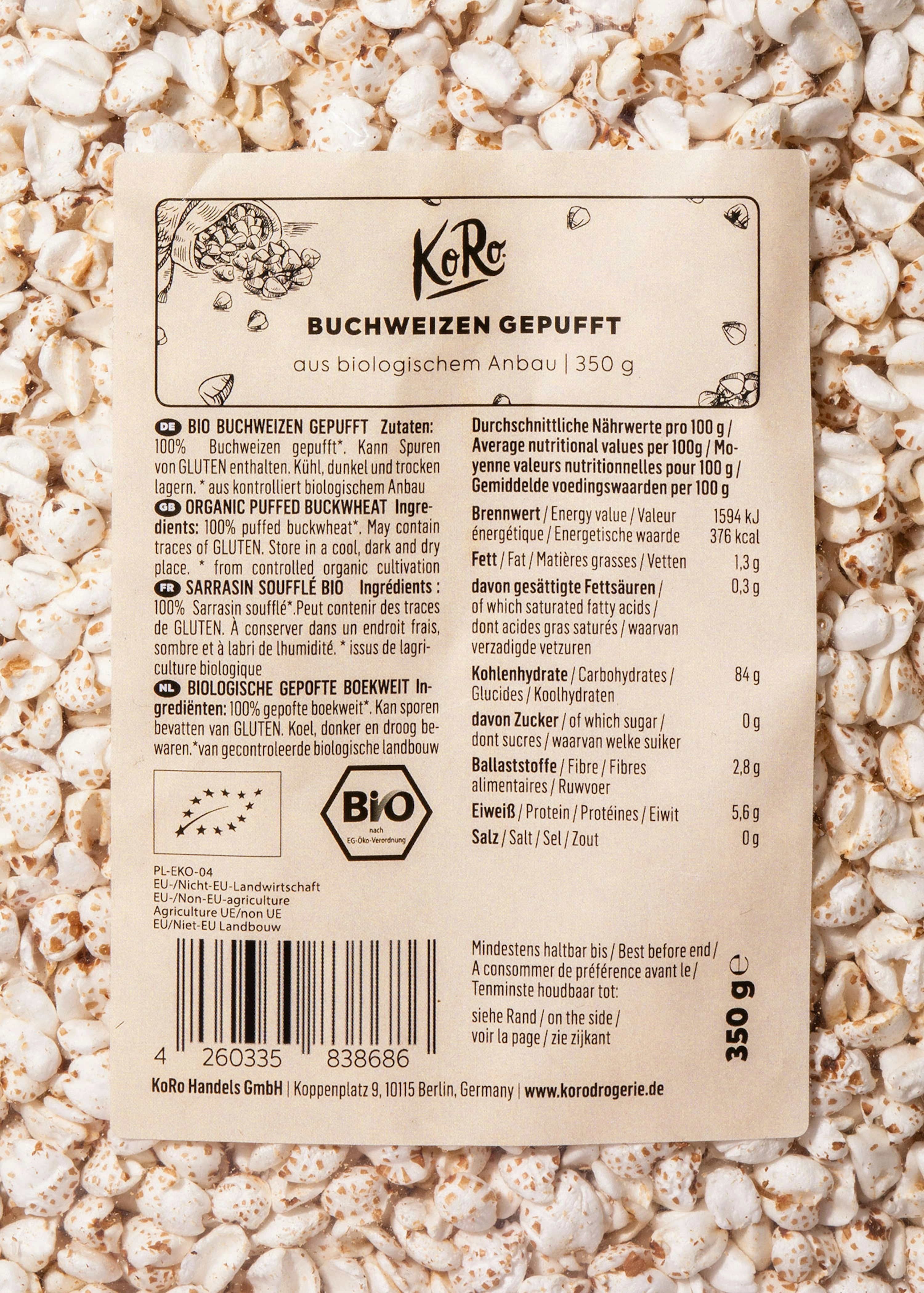 Gepuffter Bio Buchweizen 350 g