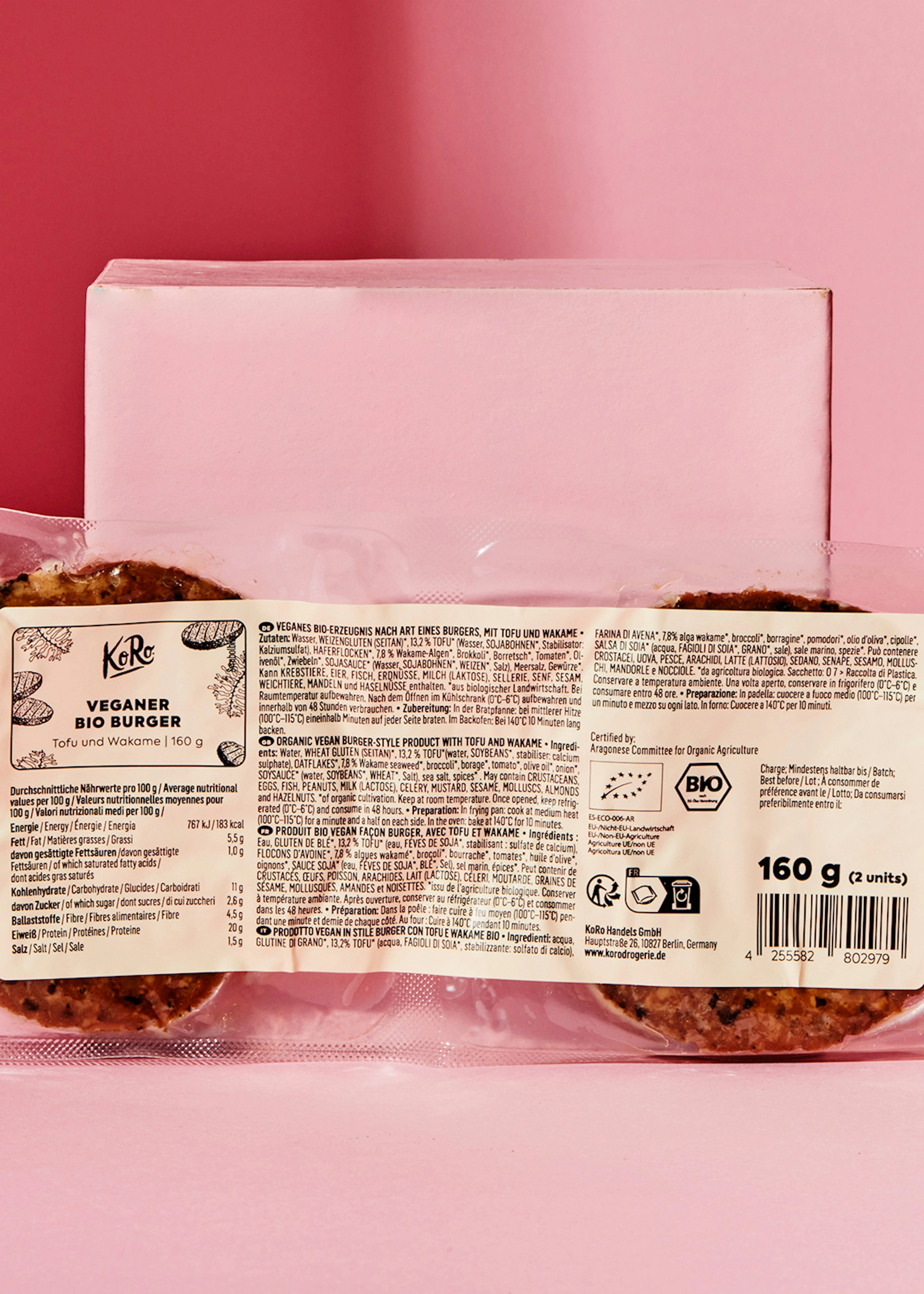 Veganer Bio Burger Tofu und Wakame 160 g