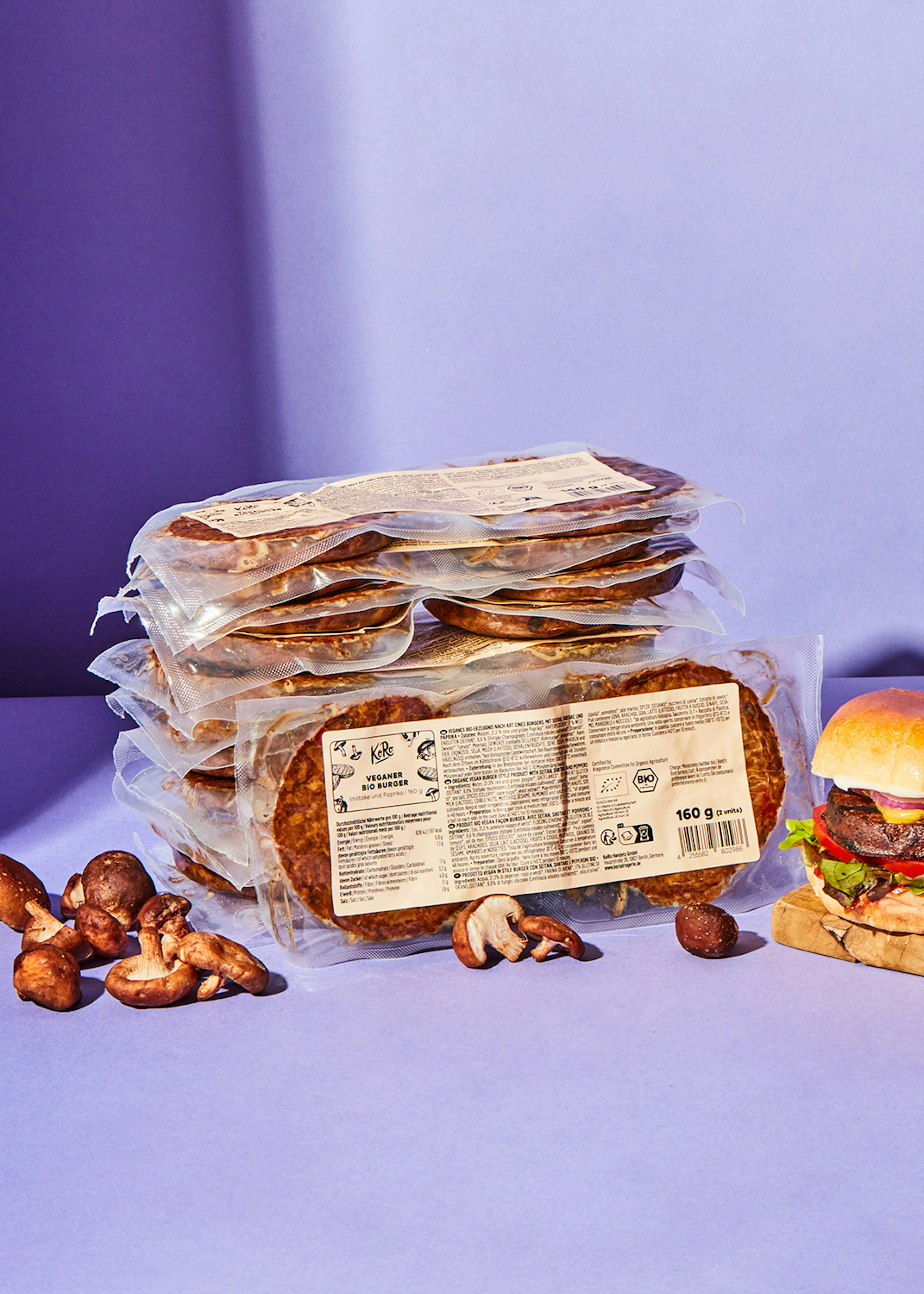 Veganer Bio Burger Shiitake und Paprika 12 x 160 g