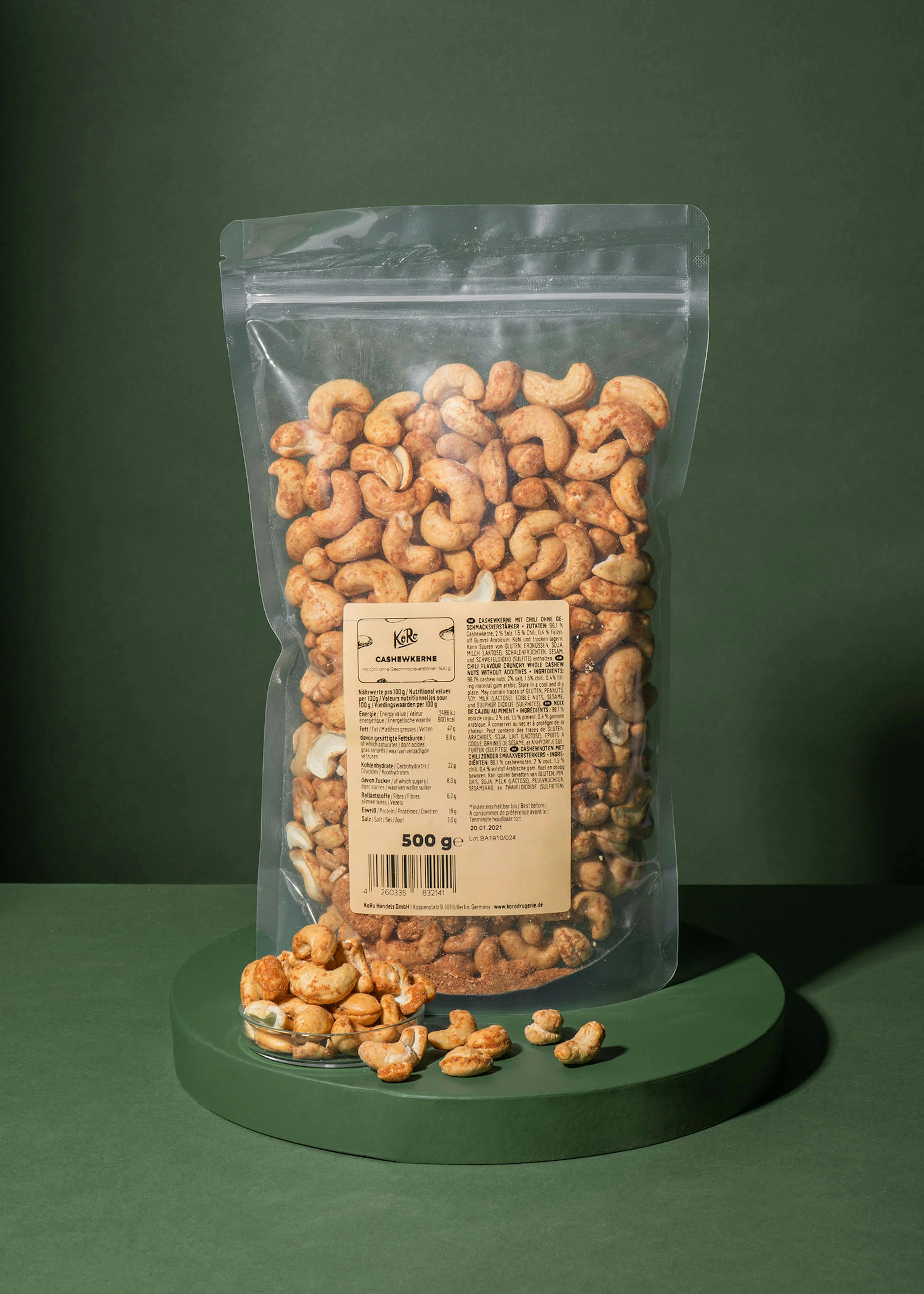Cashewkerne mit Chili ohne Geschmacksverstärker 500 g