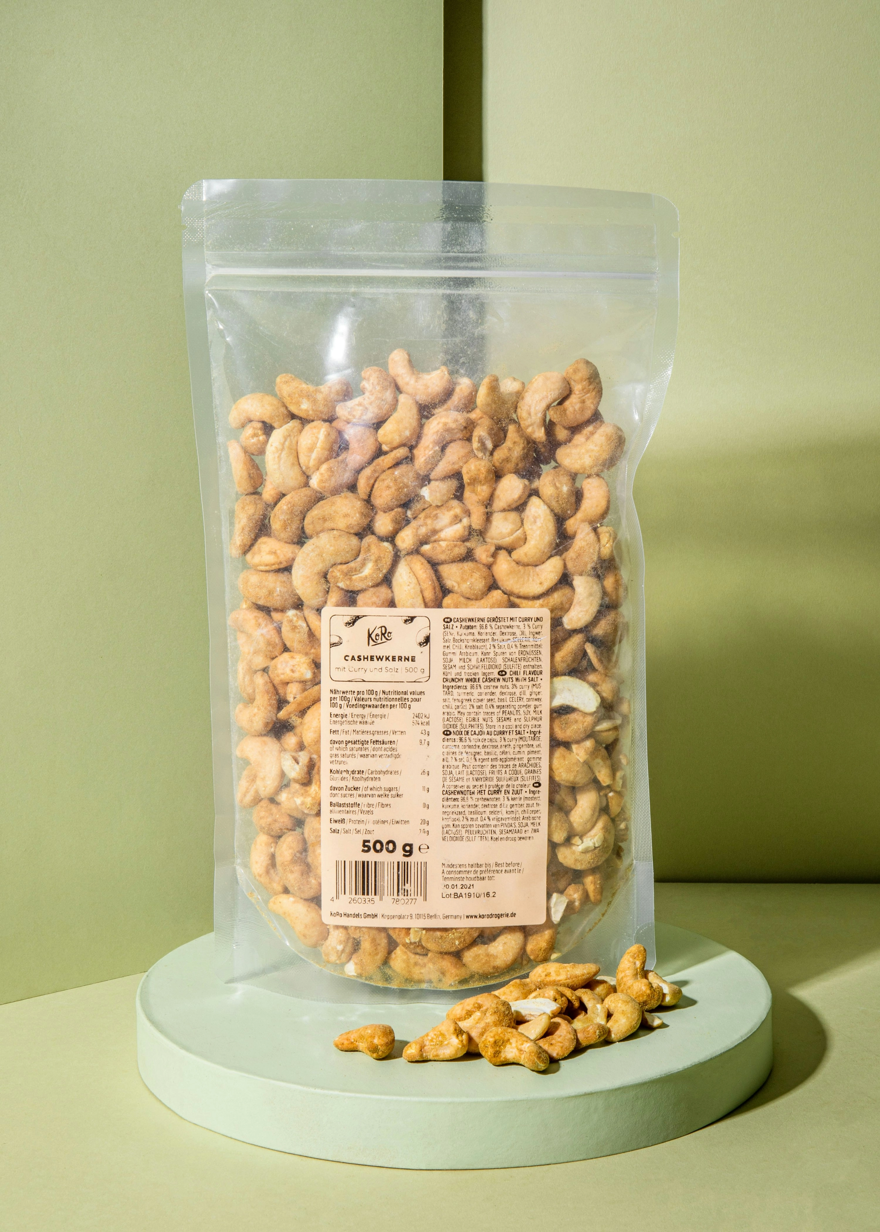 Cashewkerne mit Curry ohne Geschmacksverstärker 500 g