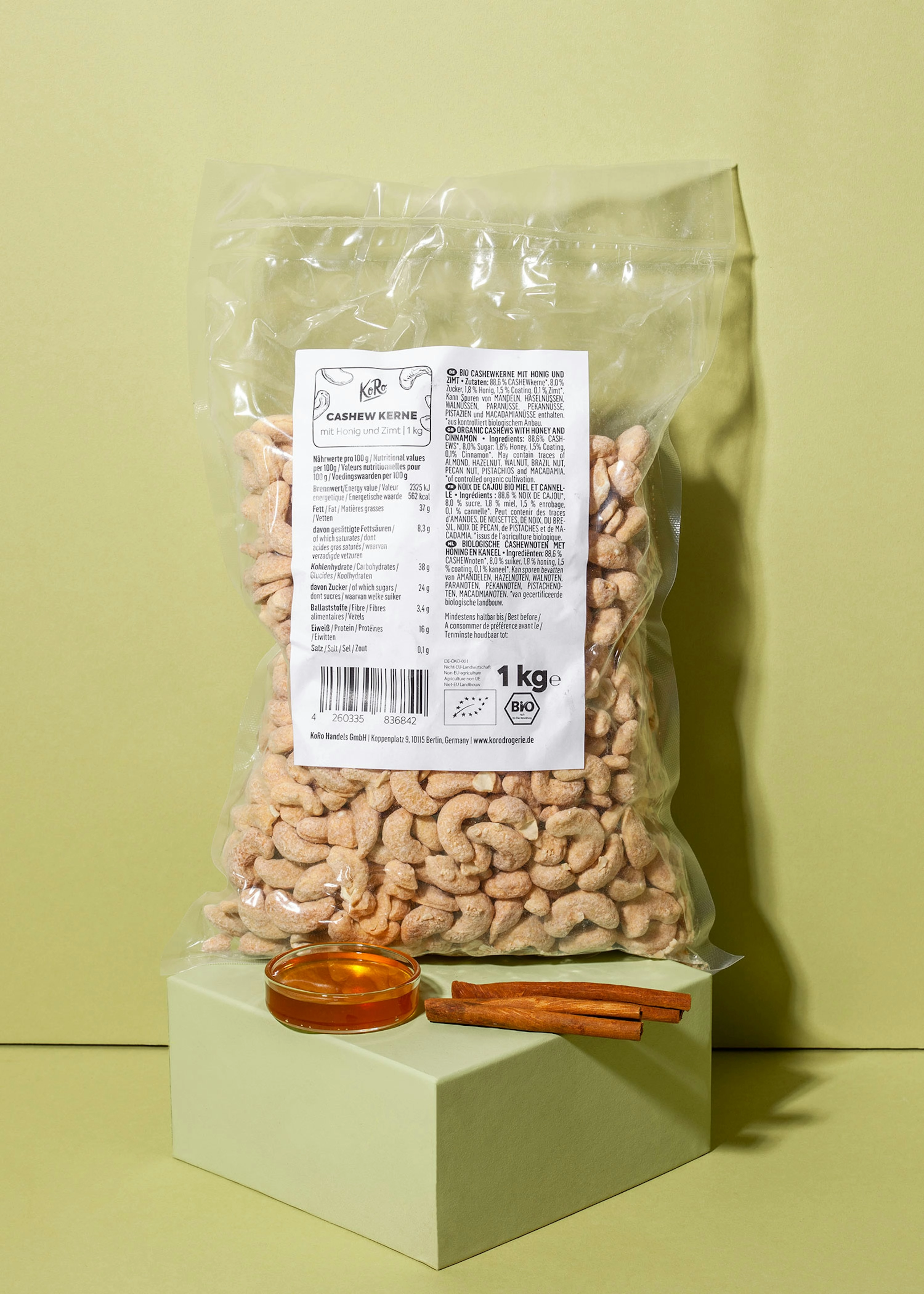 Bio Cashewkerne mit Honig und Zimt 1 kg