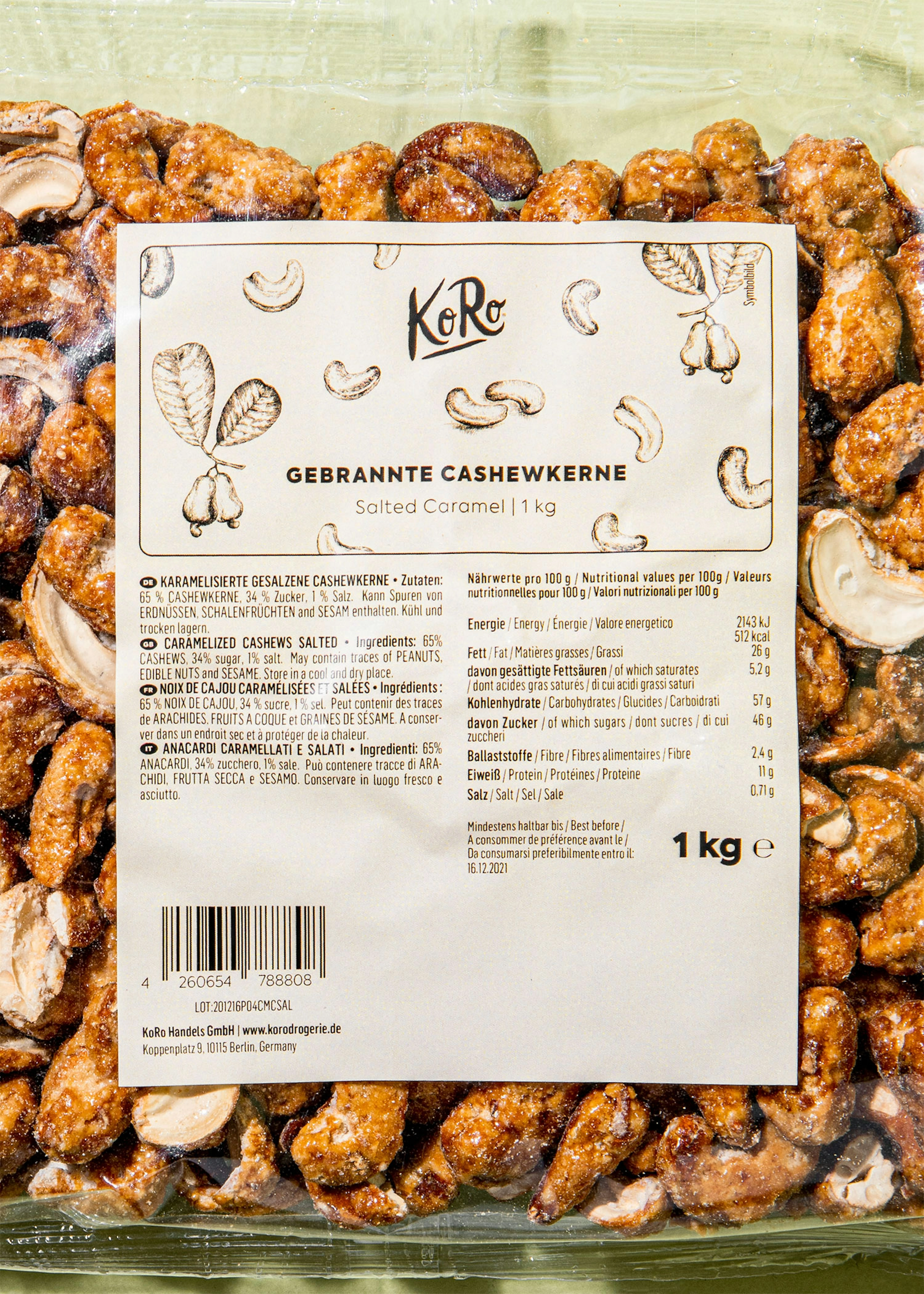 Gebrannte Cashewkerne Salted Caramel 12 x 1 kg