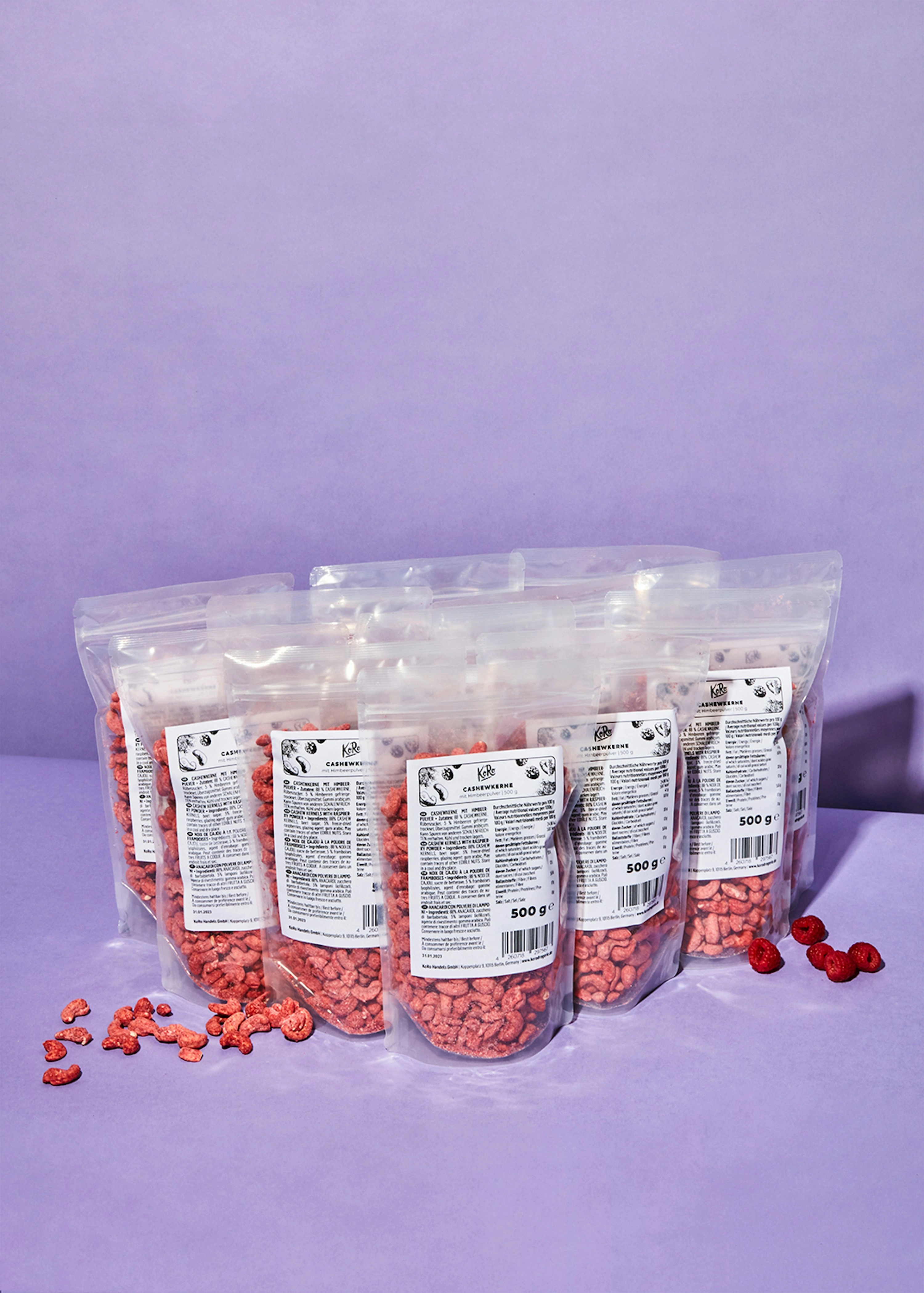 Cashewkerne mit Himbeerpulver 12 x 500 g