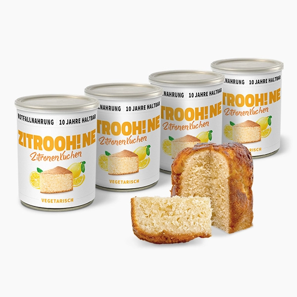 Notvorrat Dosenkuchen Zitrone, Paket 4 Stück, 10 Jahre haltbar