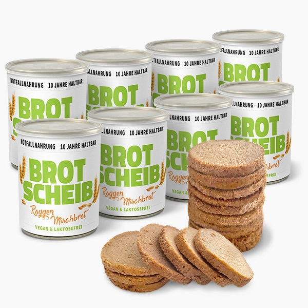 Roggen-Mischbrot Dosenbrot geschnitten, 8 Stück, 10 Jahre haltbar