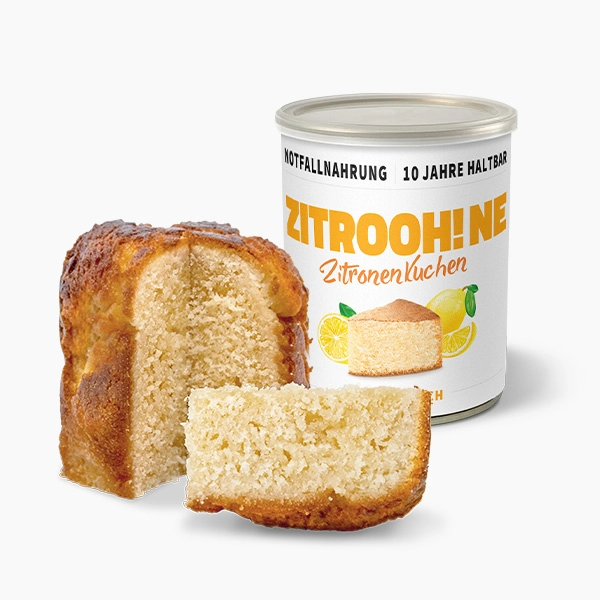 Notvorrat Dosenkuchen Zitrone, verzehrfertig, 10 Jahre haltbar