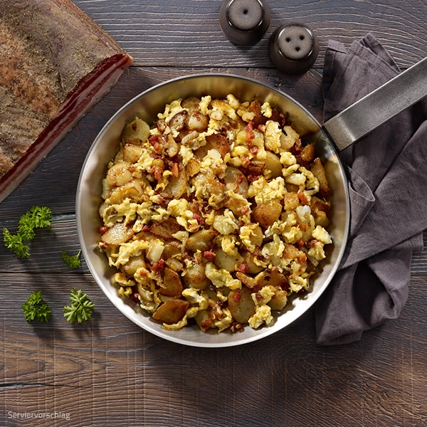 Notvorrat Bratkartoffeln mit Speck und Ei, 10 Jahre haltbar, Inhalt 4 x 400 g