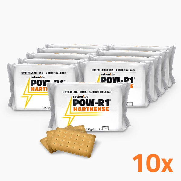 POW-R1® Panzerplatten Hartkekse, 10 Packungen, 5 Jahre haltbar (MHD 2030)