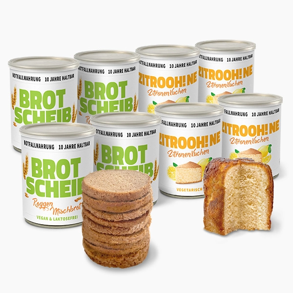 Back-Street Probierpaket Dosenbrot und Kuchen, 8 Stück, 10 Jahre haltbar